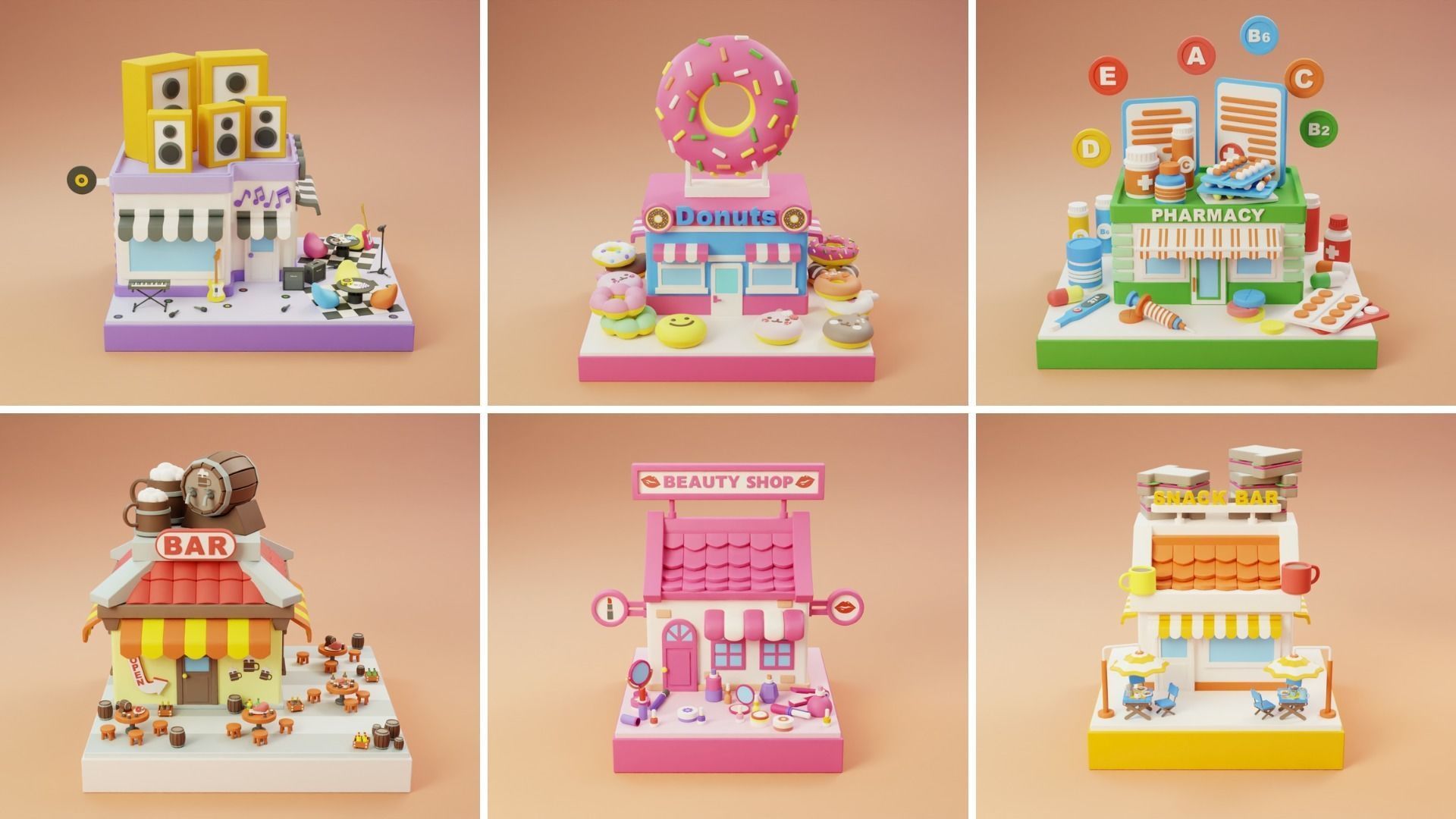 MEGA PACK Cozy Cartoon World Exterior Low-poly 3D model_13