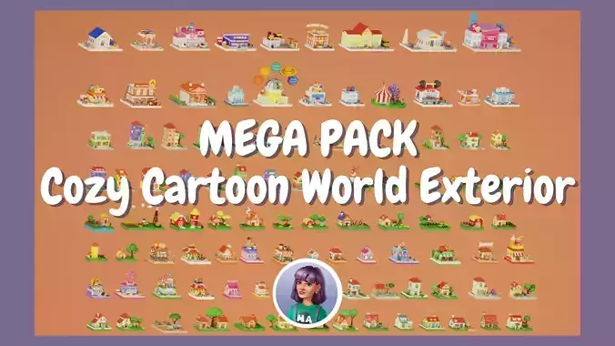 MEGA PACK Cozy Cartoon World Exterior Low-poly 3D model