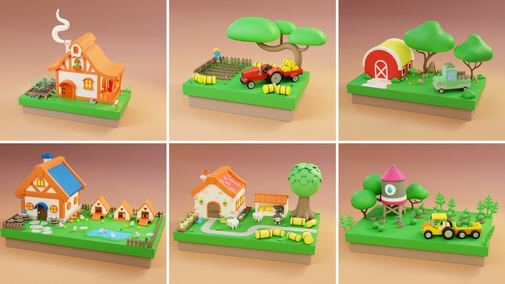 MEGA PACK Cozy Cartoon World Exterior Low-poly 3D model_6