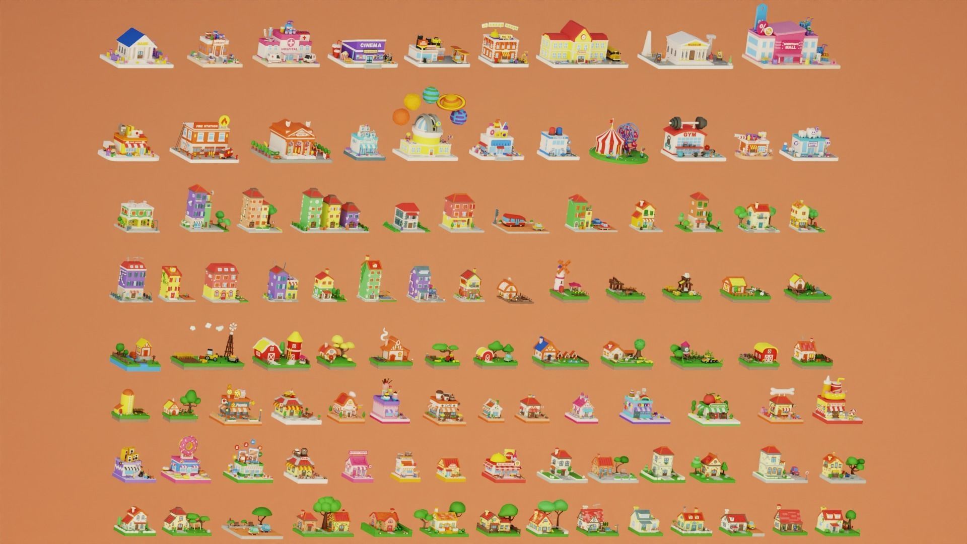 MEGA PACK Cozy Cartoon World Exterior Low-poly 3D model_22