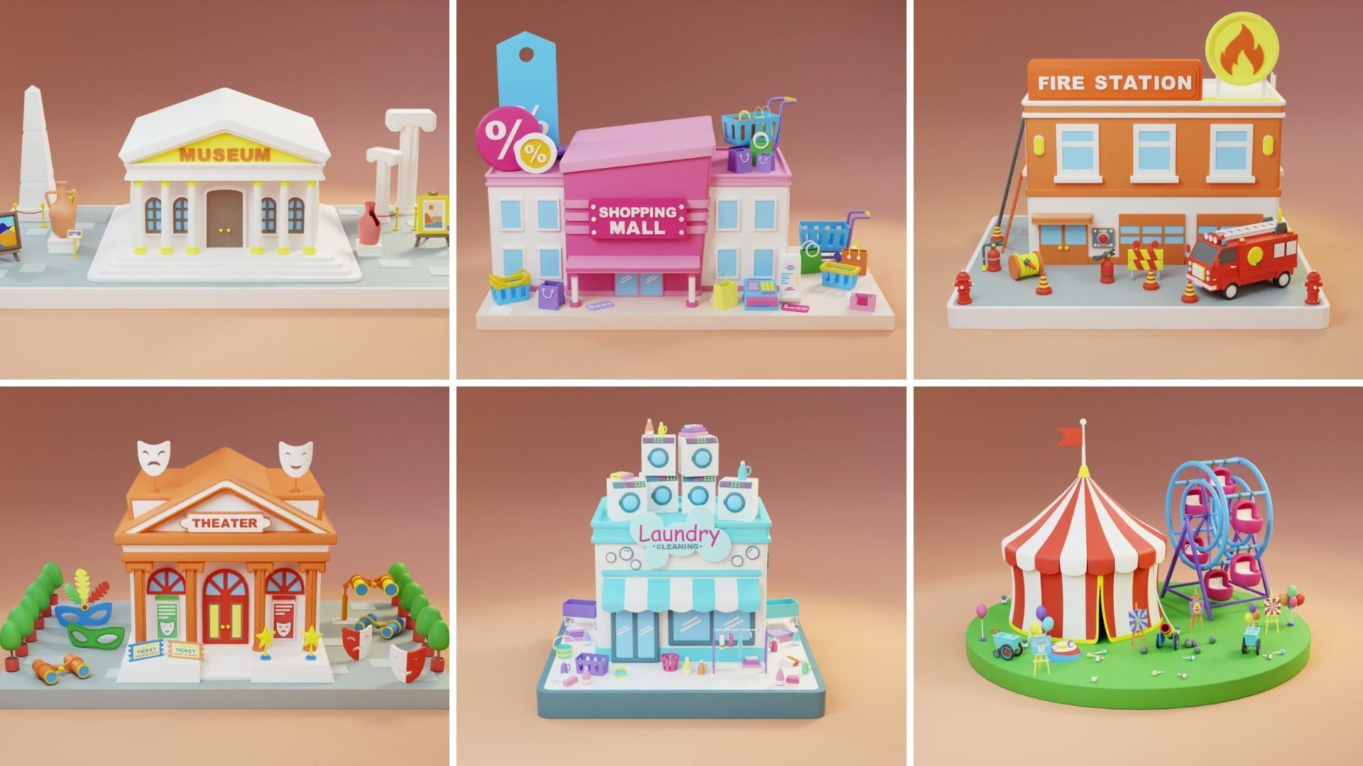 MEGA PACK Cozy Cartoon World Exterior Low-poly 3D model_9