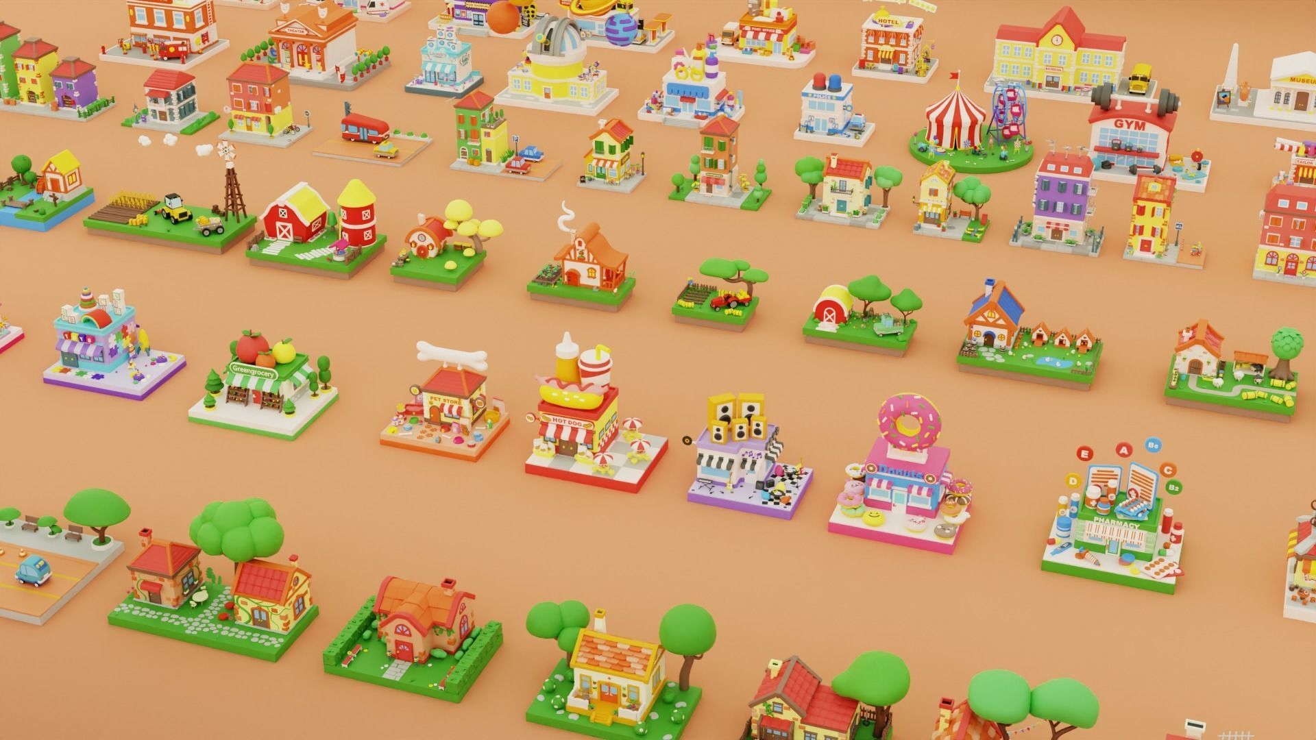 MEGA PACK Cozy Cartoon World Exterior Low-poly 3D model_21