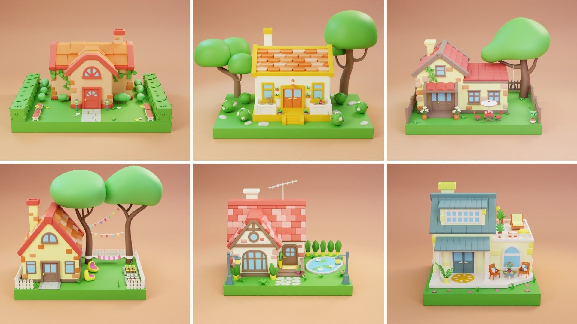 MEGA PACK Cozy Cartoon World Exterior Low-poly 3D model_16