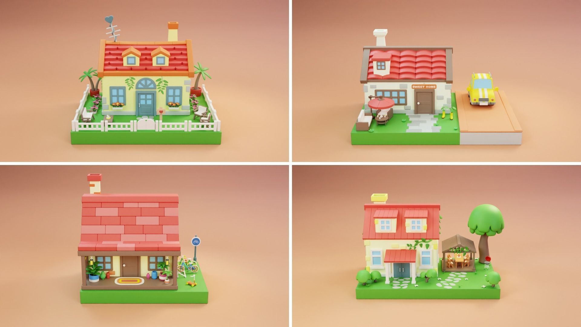 MEGA PACK Cozy Cartoon World Exterior Low-poly 3D model_17