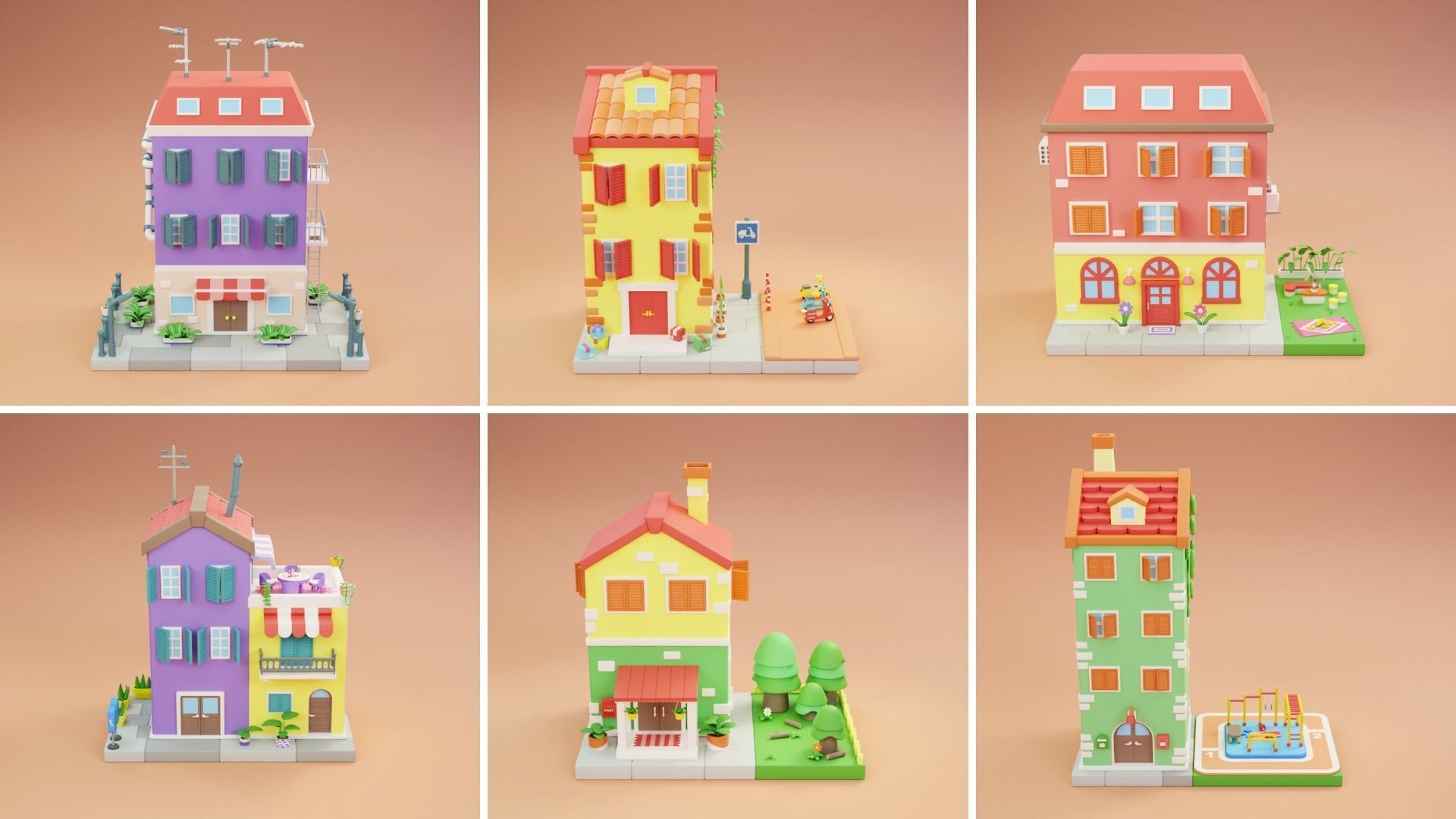 MEGA PACK Cozy Cartoon World Exterior Low-poly 3D model_3