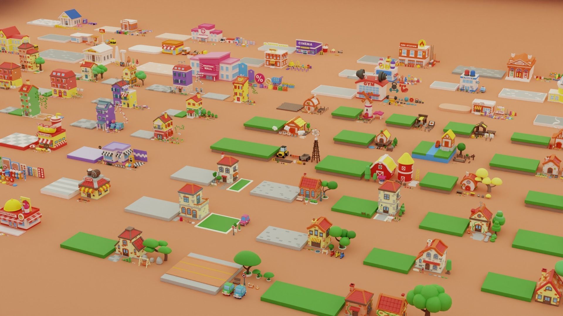 MEGA PACK Cozy Cartoon World Exterior Low-poly 3D model_19