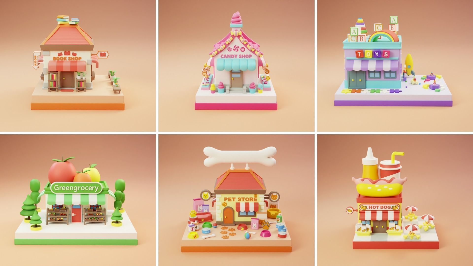 MEGA PACK Cozy Cartoon World Exterior Low-poly 3D model_12