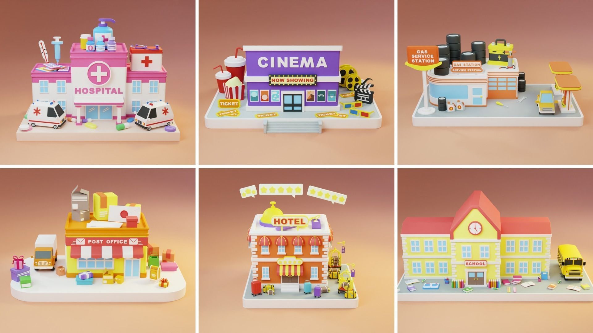 MEGA PACK Cozy Cartoon World Exterior Low-poly 3D model_8