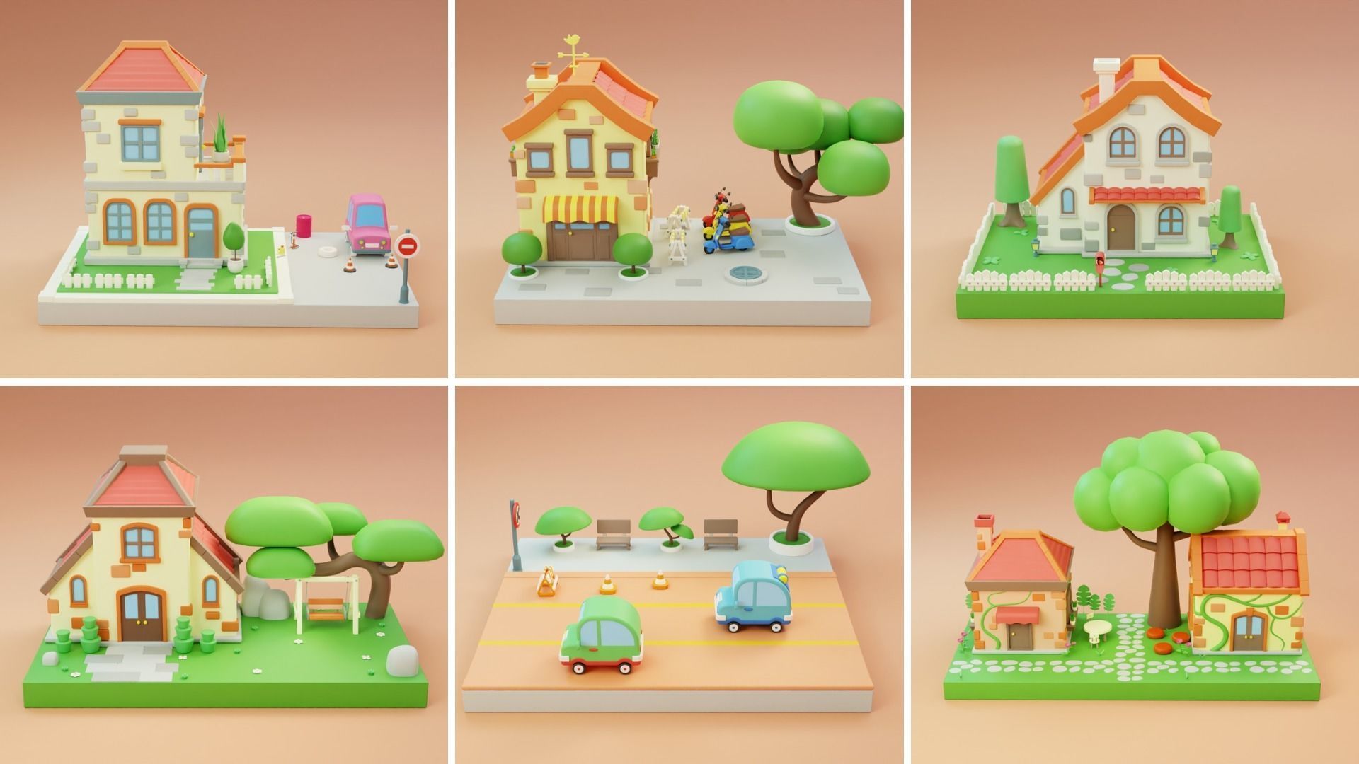 MEGA PACK Cozy Cartoon World Exterior Low-poly 3D model_15