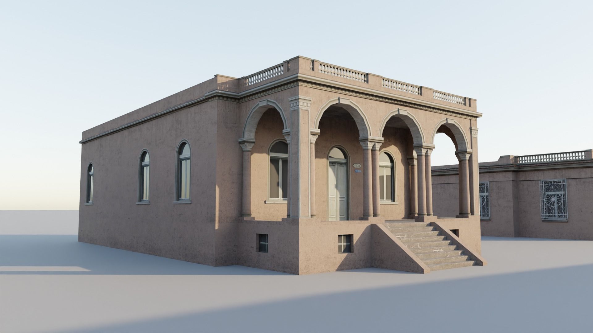 South American Spanish Style Houses Pack Colonial Style Low-poly 3D model_3