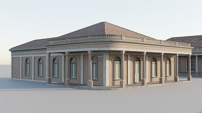 South American Spanish Style Houses Pack Colonial Style Low-poly 3D model 2