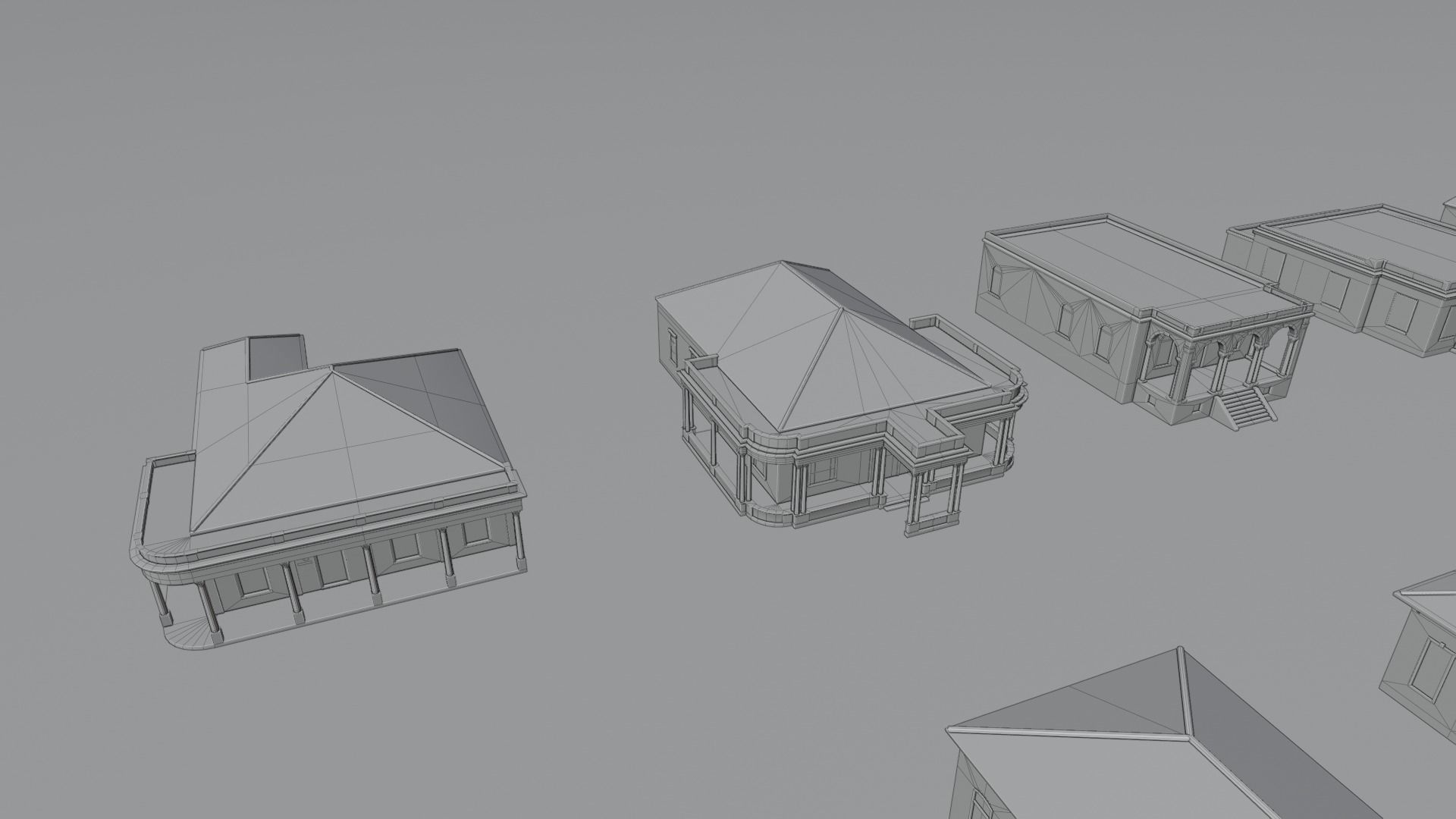 South American Spanish Style Houses Pack Colonial Style Low-poly 3D model_12