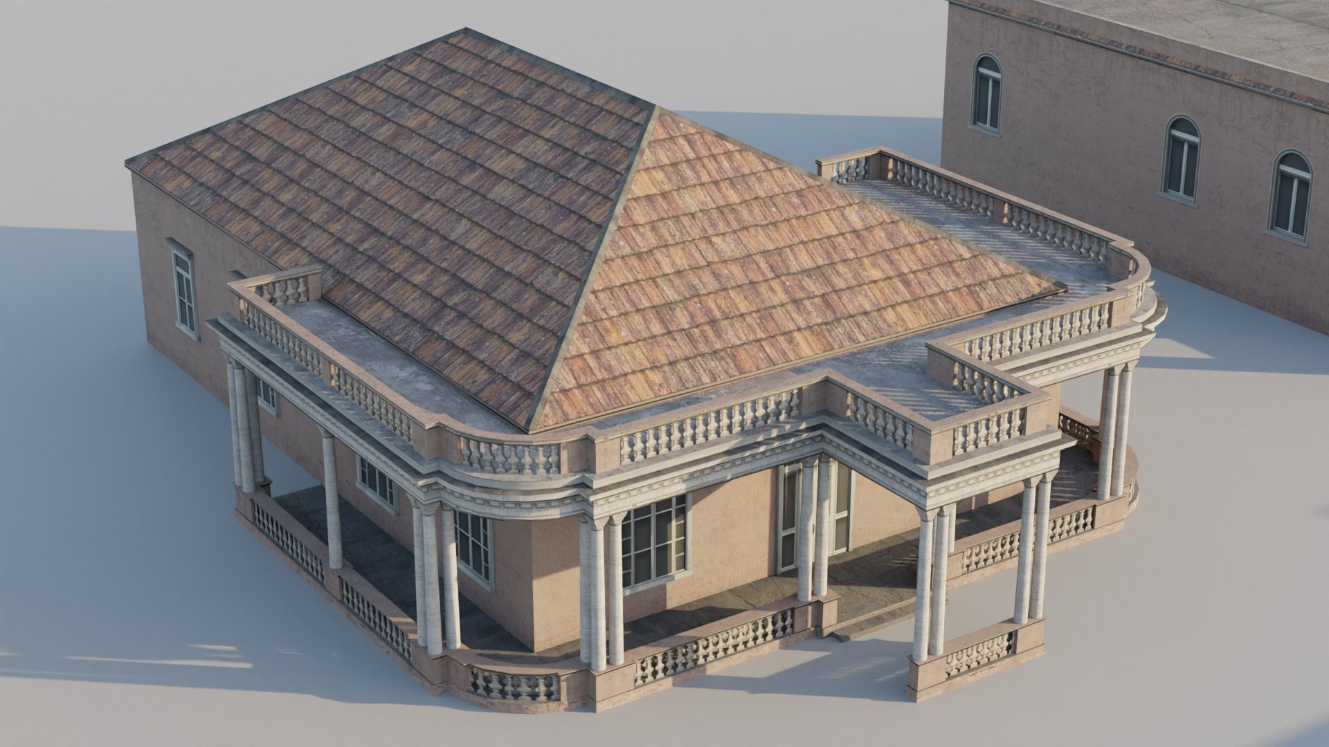South American Spanish Style Houses Pack Colonial Style Low-poly 3D model_4