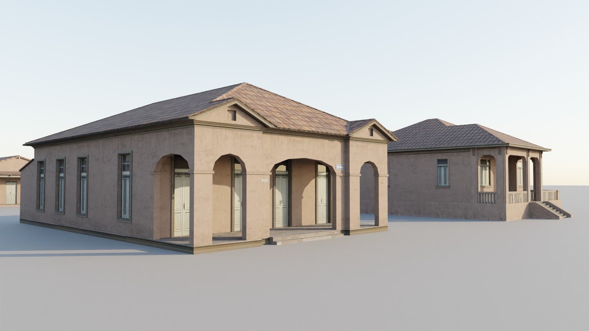 South American Spanish Style Houses Pack Colonial Style Low-poly 3D model_10