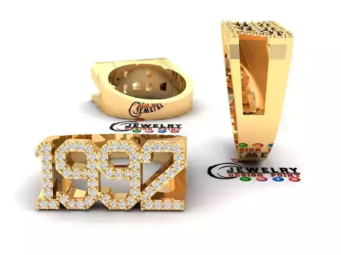 Custom Birth Year 1992 Ring - Born Charms Ring - Personalized 3D print model