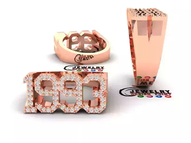 Custom Birth Year 1993 Ring - Born Charms Ring - Personalized 3D print model