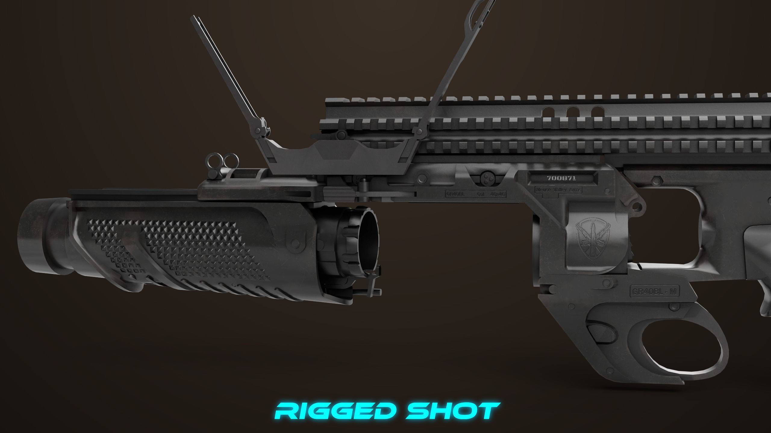 Grenade Launcher 05 Black All PBR Unity UE Textures Low-poly 3D model_31