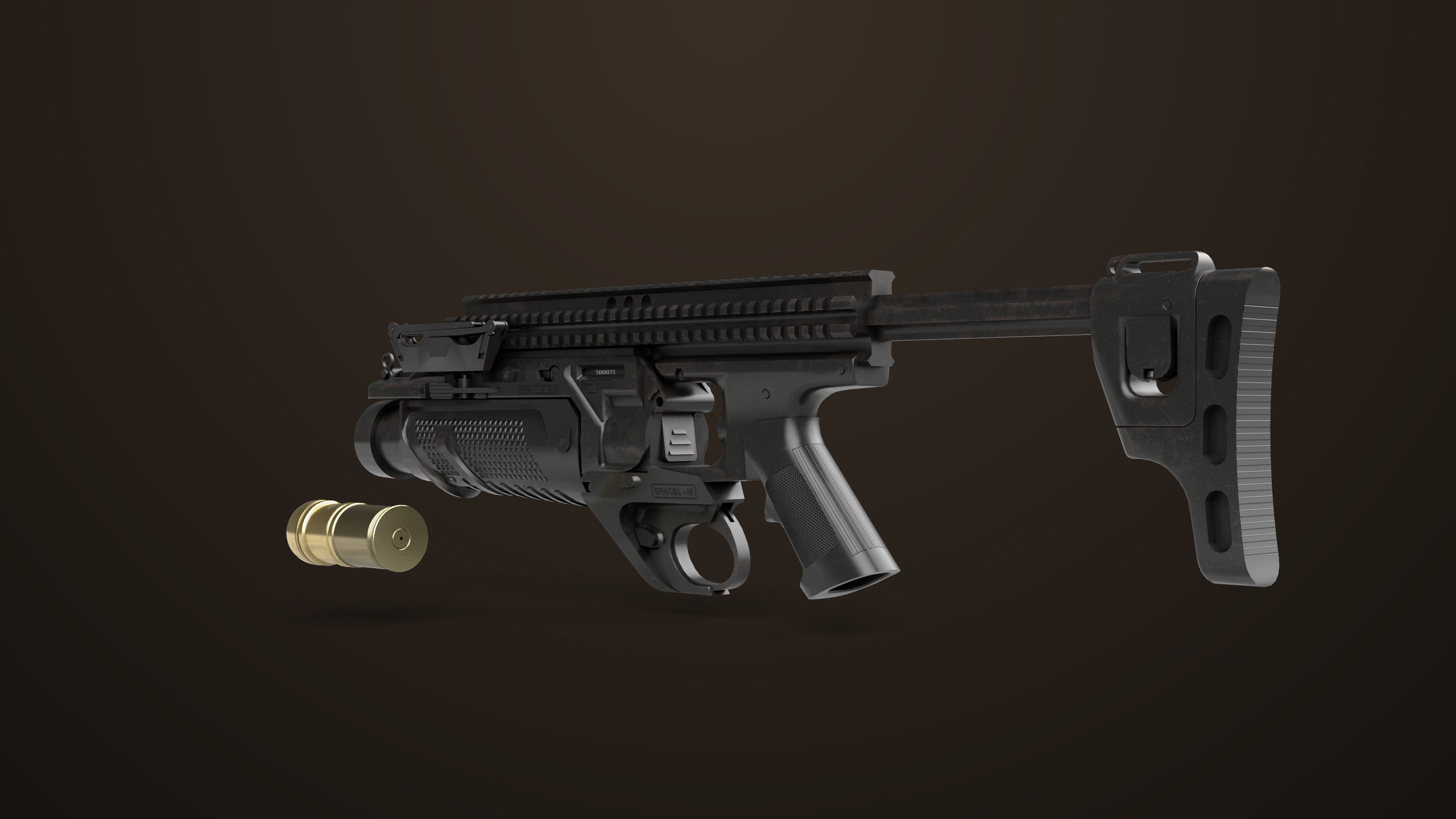 Grenade Launcher 05 Black All PBR Unity UE Textures Low-poly 3D model_13