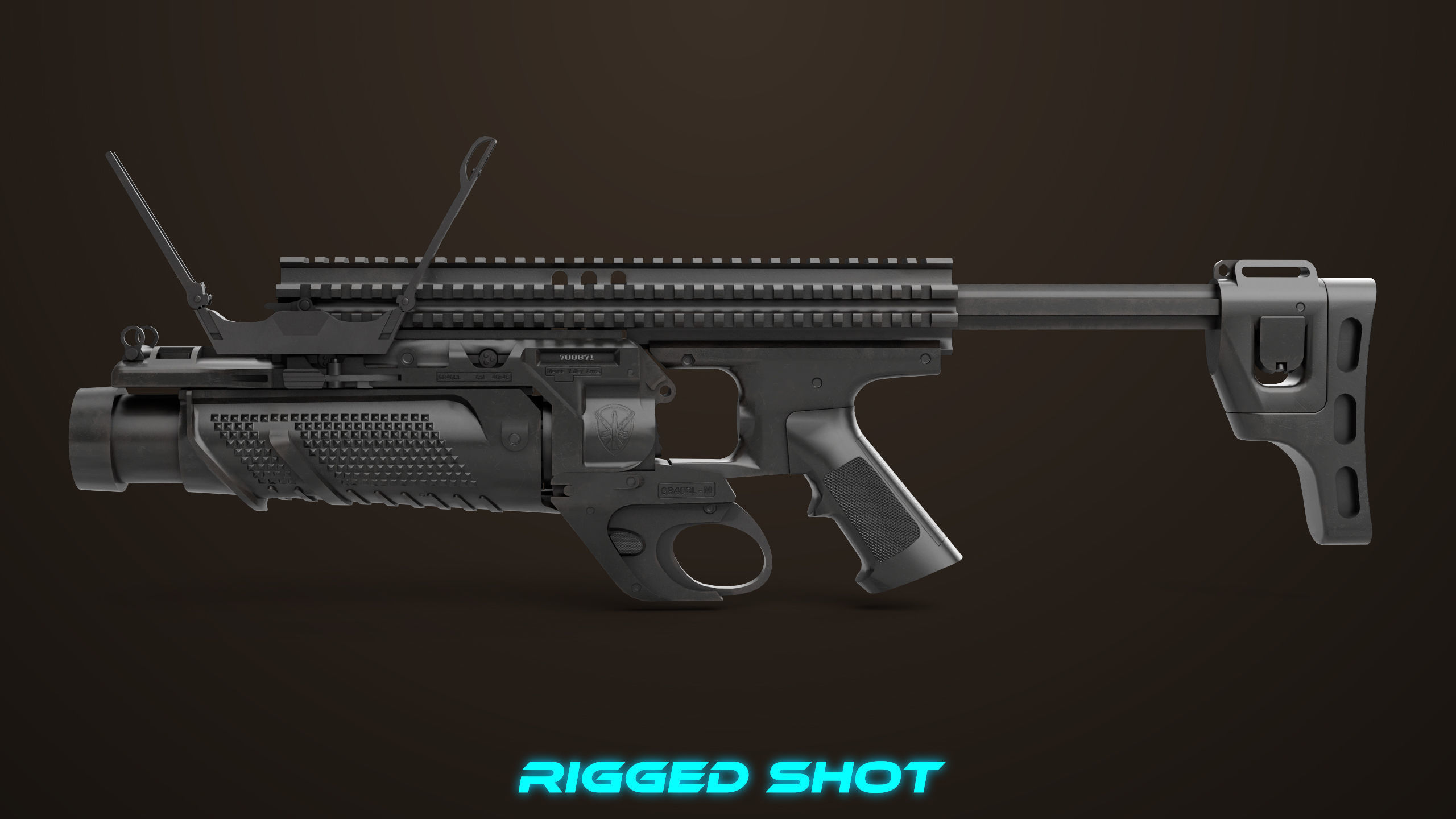 Grenade Launcher 05 Black All PBR Unity UE Textures Low-poly 3D model_24