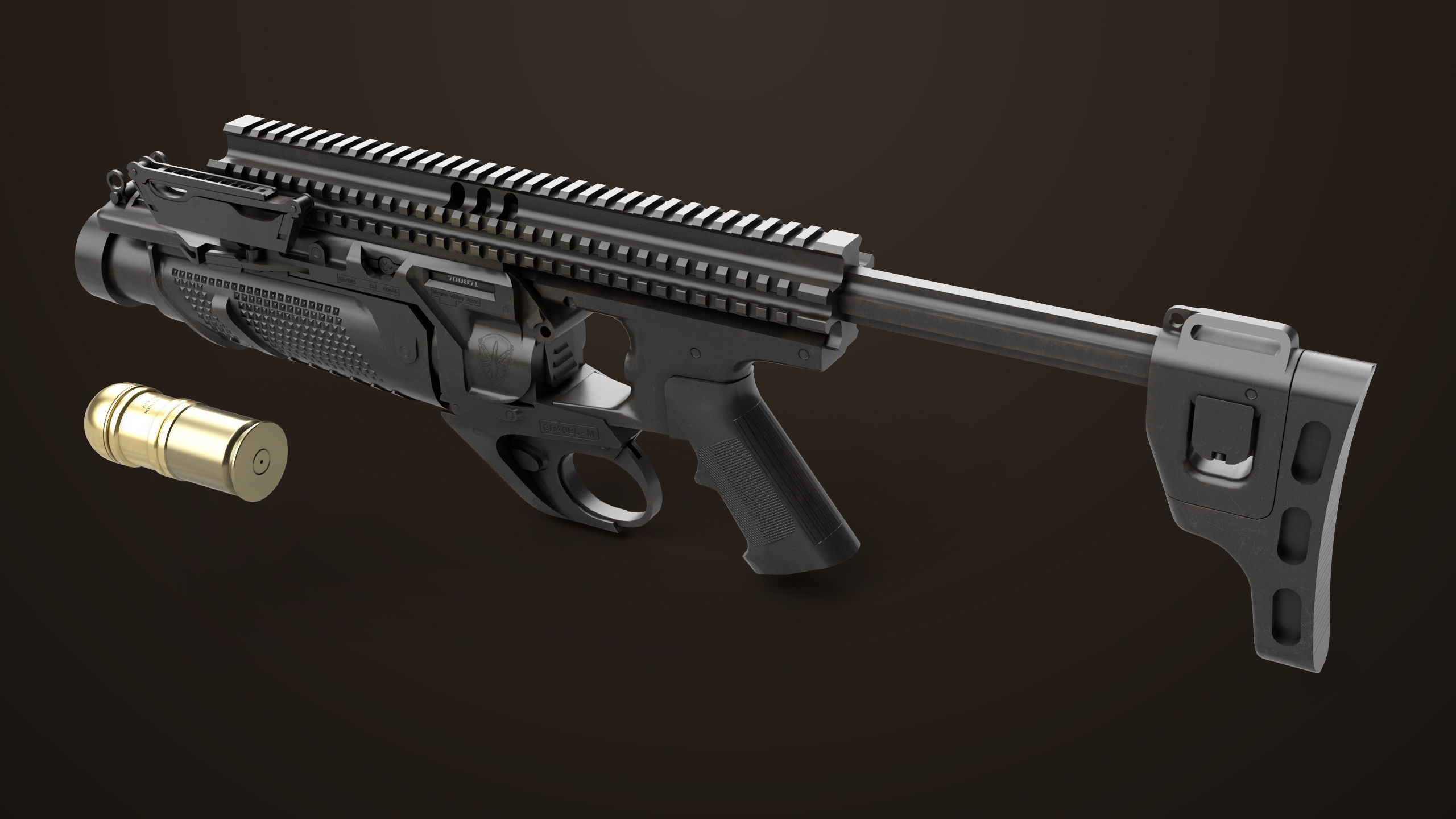 Grenade Launcher 05 Black All PBR Unity UE Textures Low-poly 3D model_14
