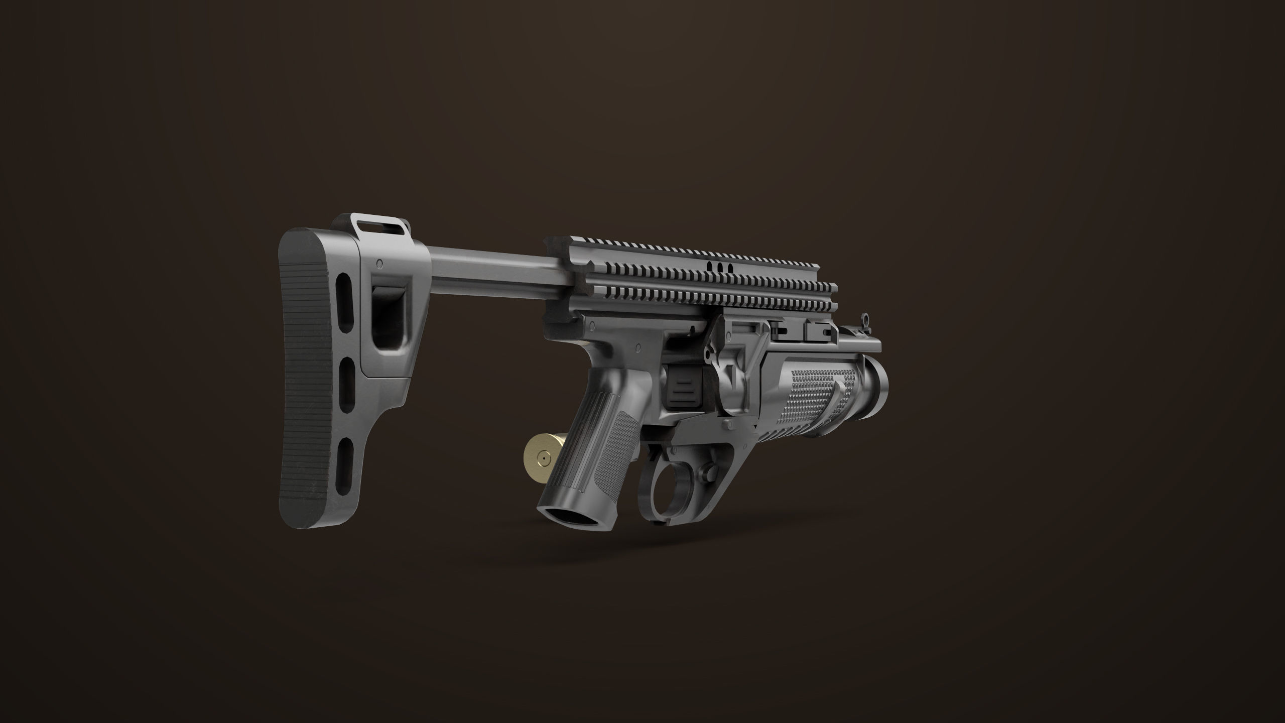 Grenade Launcher 05 Black All PBR Unity UE Textures Low-poly 3D model_12