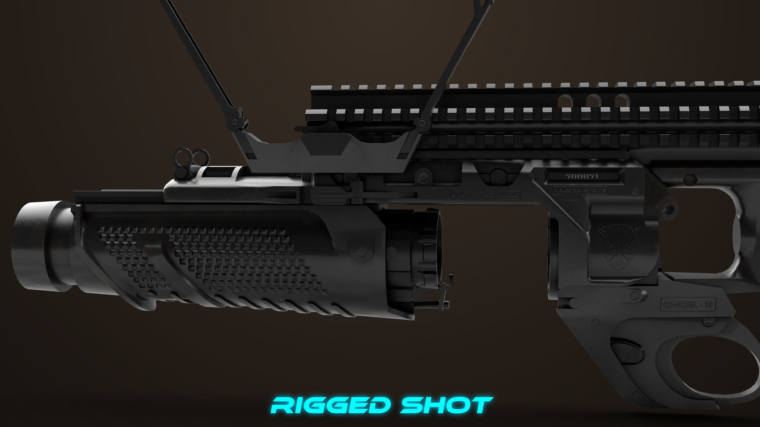 Grenade Launcher 05 Black All PBR Unity UE Textures Low-poly 3D model_30