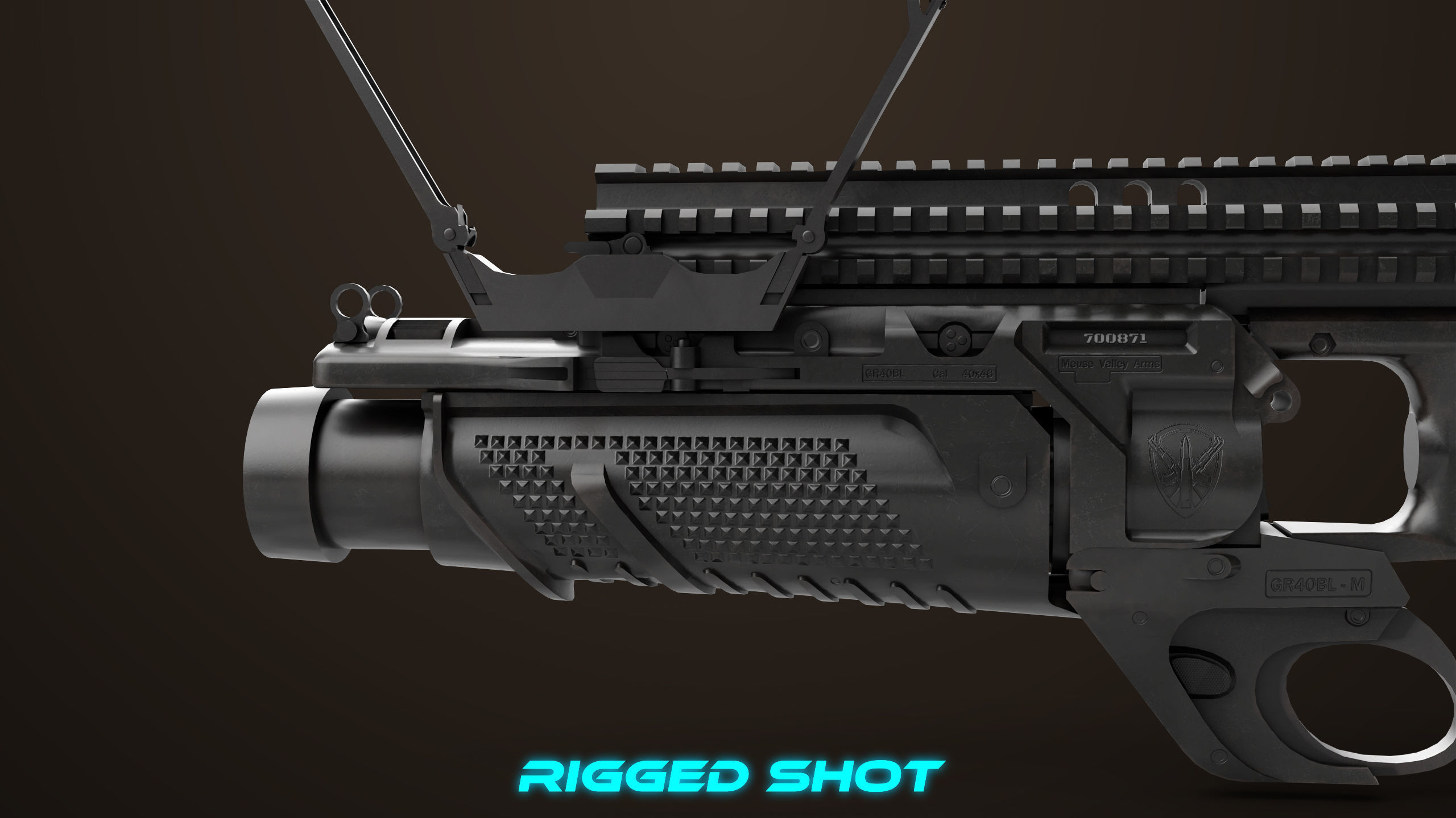 Grenade Launcher 05 Black All PBR Unity UE Textures Low-poly 3D model_28