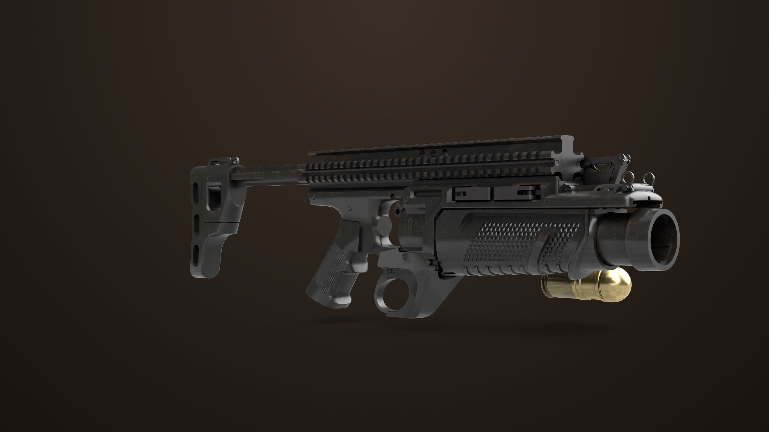 Grenade Launcher 05 Black All PBR Unity UE Textures Low-poly 3D model_11