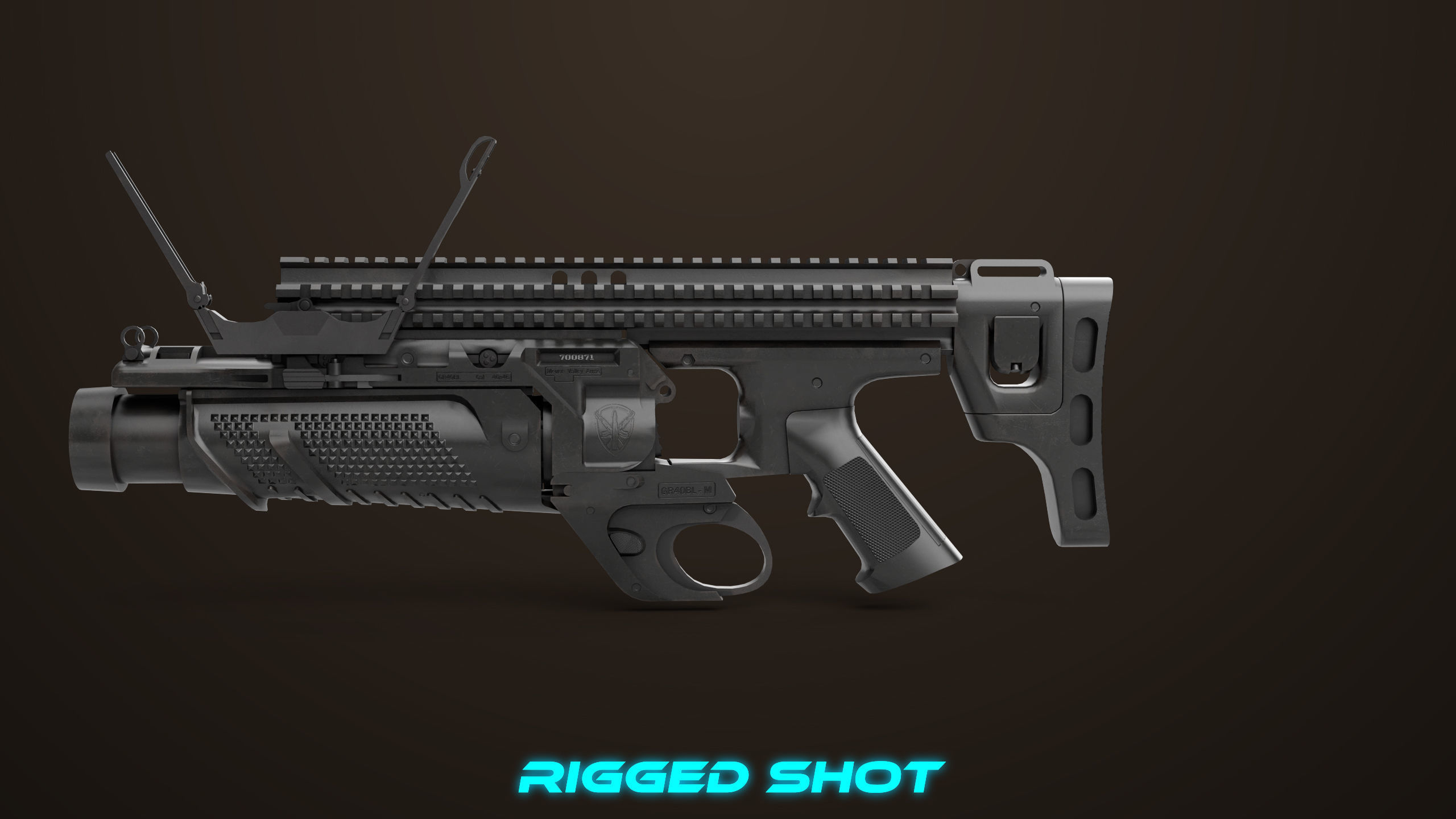 Grenade Launcher 05 Black All PBR Unity UE Textures Low-poly 3D model_25