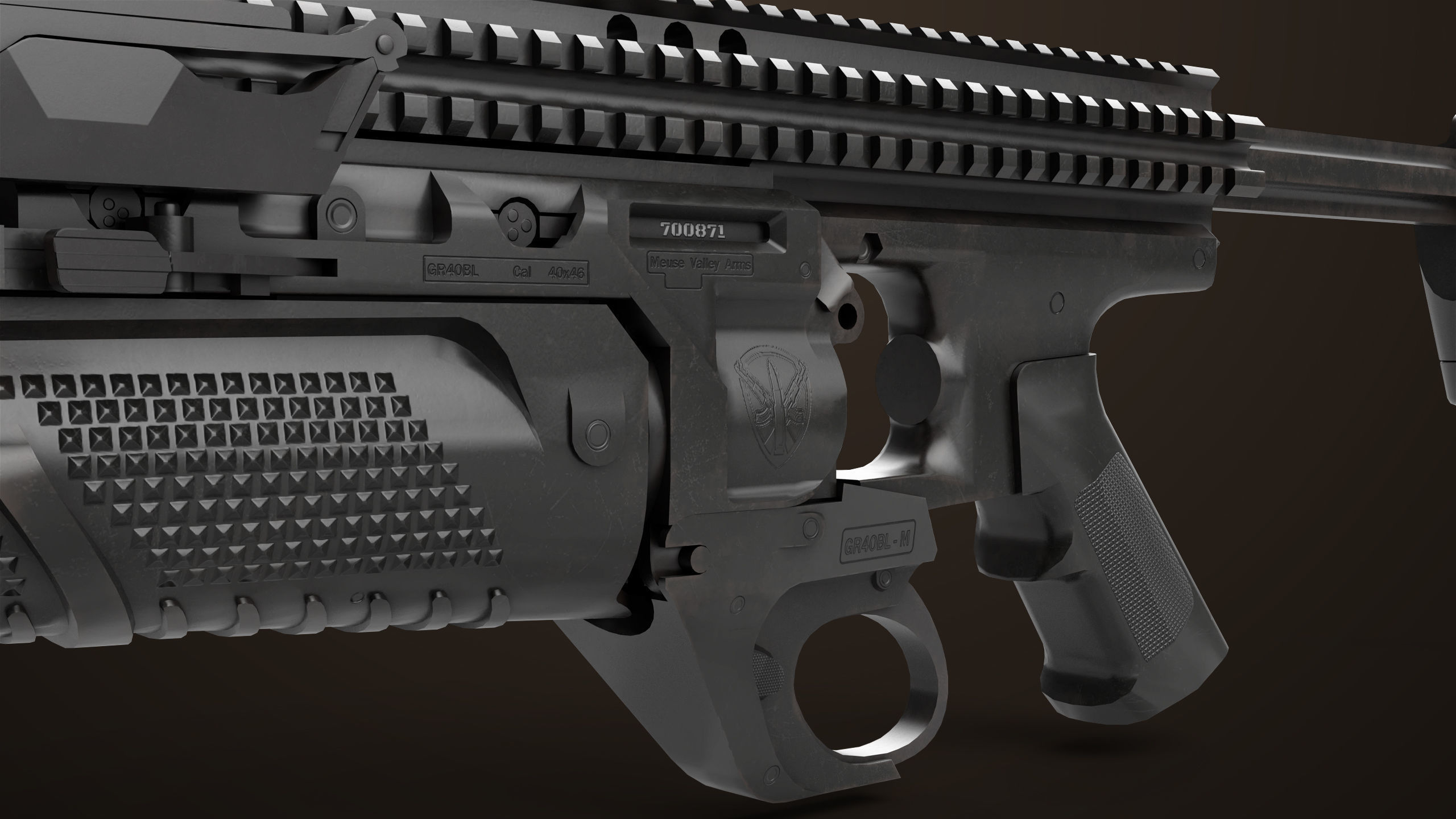 Grenade Launcher 05 Black All PBR Unity UE Textures Low-poly 3D model_19