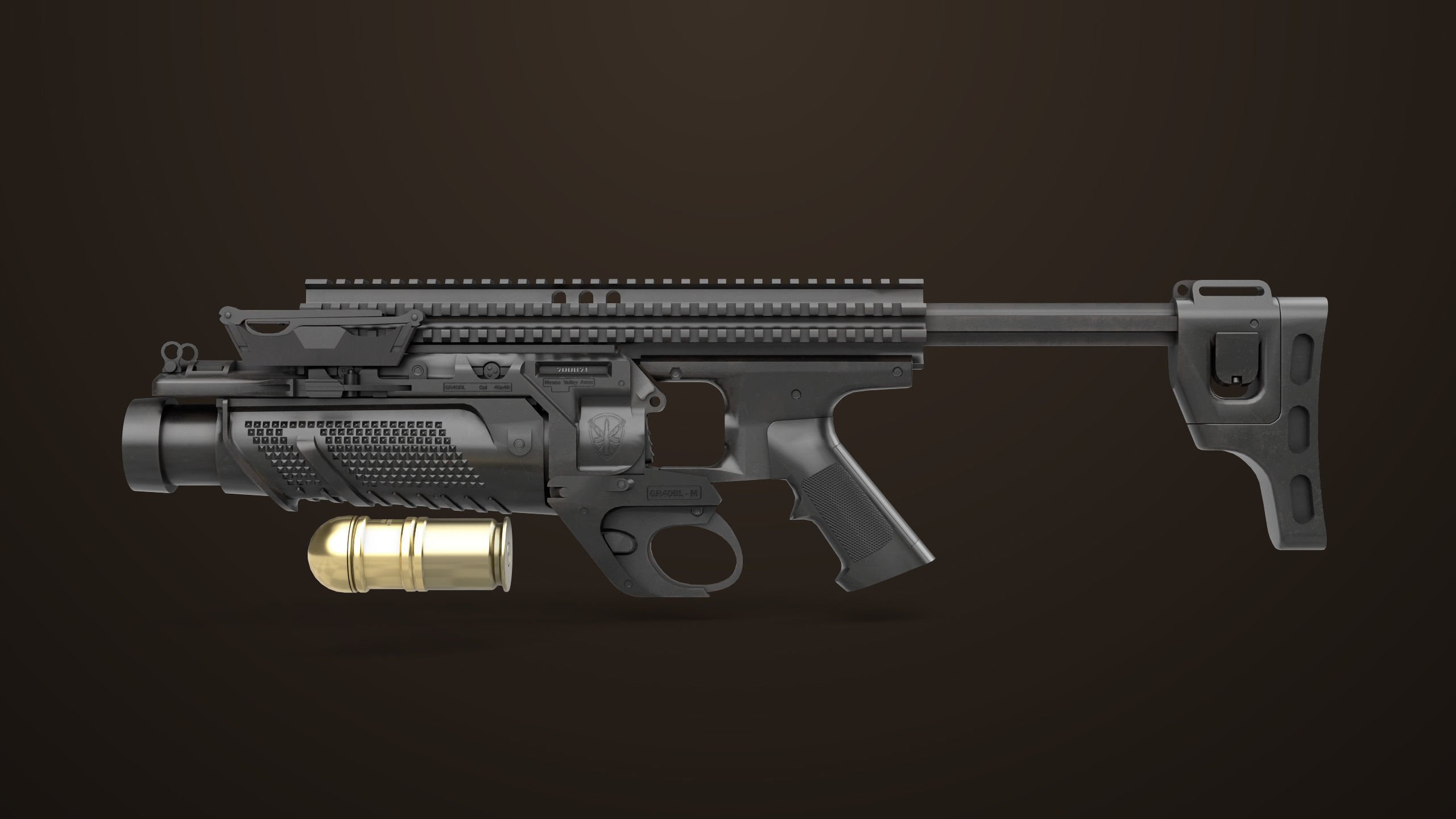 Grenade Launcher 05 Black All PBR Unity UE Textures Low-poly 3D model_1