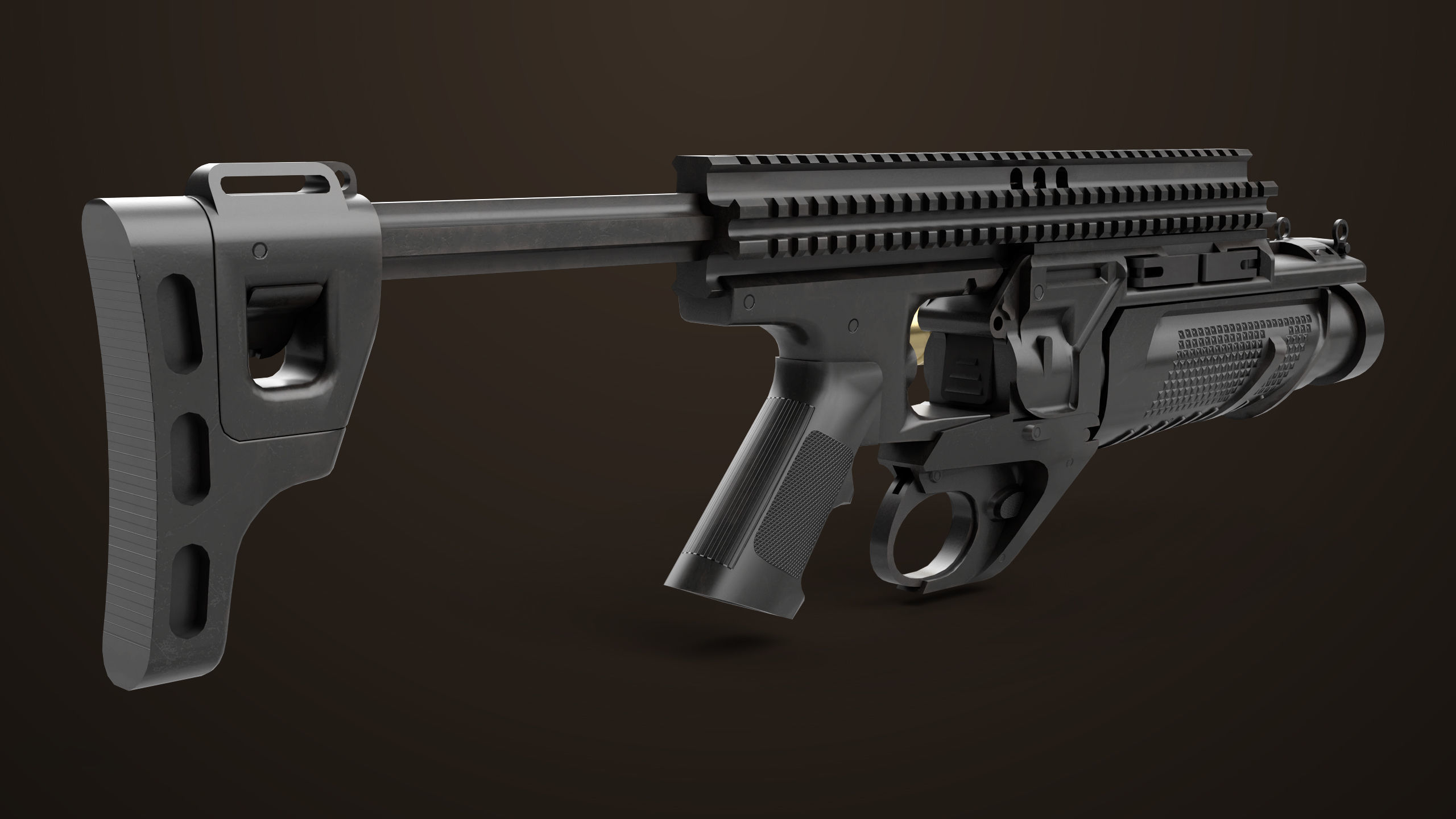 Grenade Launcher 05 Black All PBR Unity UE Textures Low-poly 3D model_5