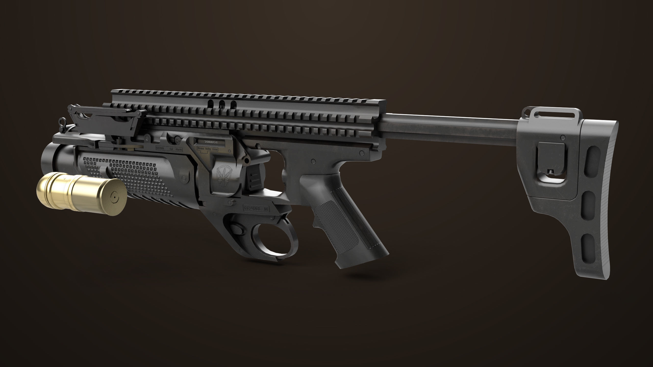 Grenade Launcher 05 Black All PBR Unity UE Textures Low-poly 3D model_15