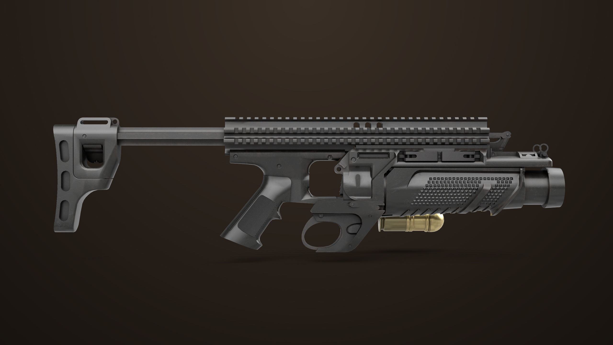 Grenade Launcher 05 Black All PBR Unity UE Textures Low-poly 3D model_2