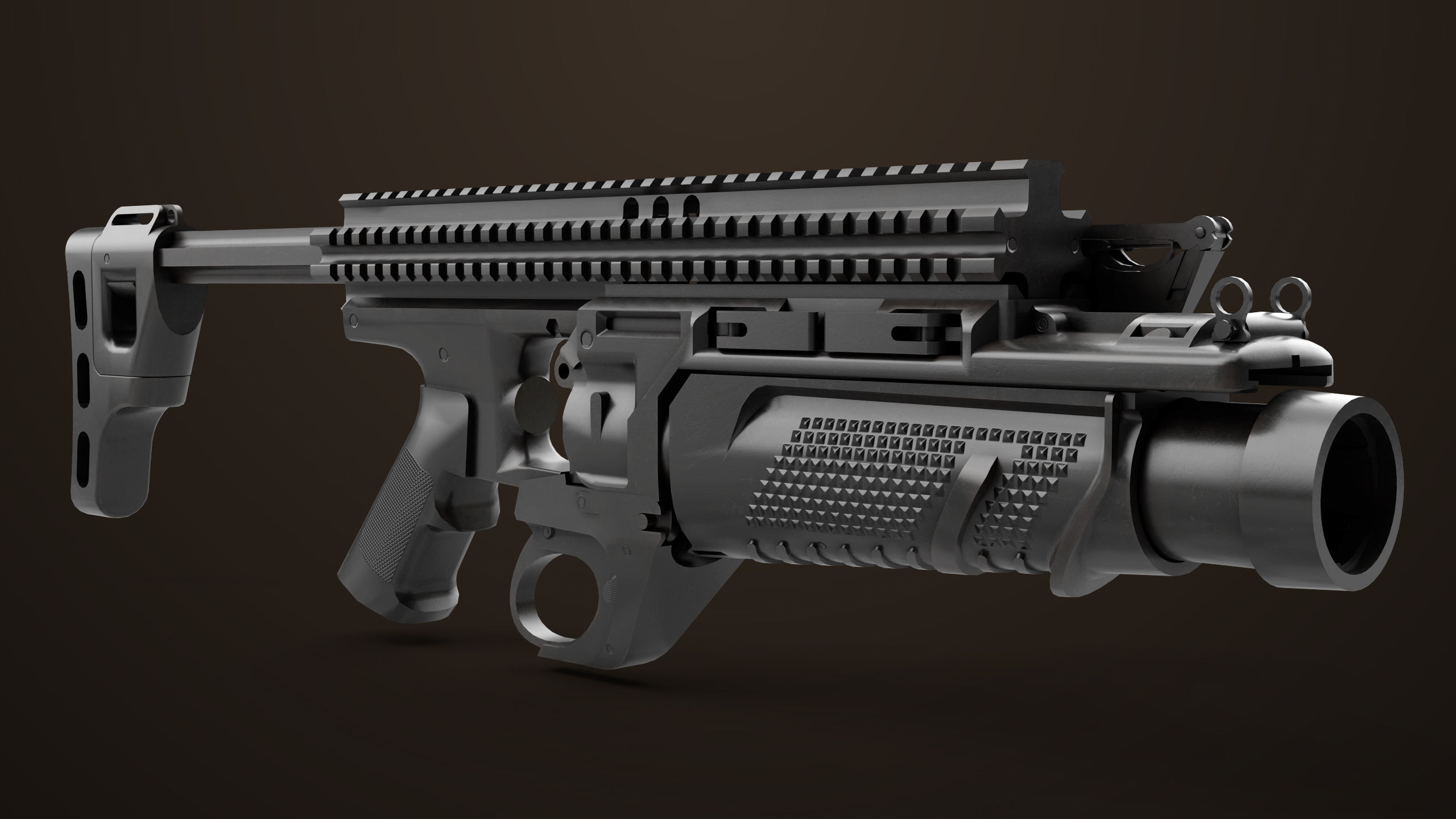 Grenade Launcher 05 Black All PBR Unity UE Textures Low-poly 3D model_17