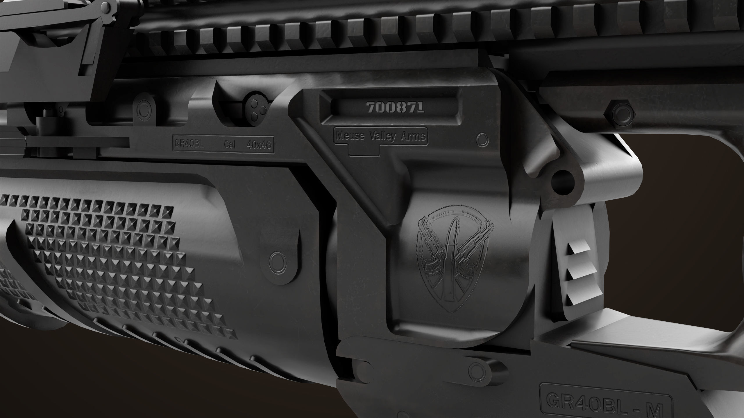 Grenade Launcher 05 Black All PBR Unity UE Textures Low-poly 3D model_22