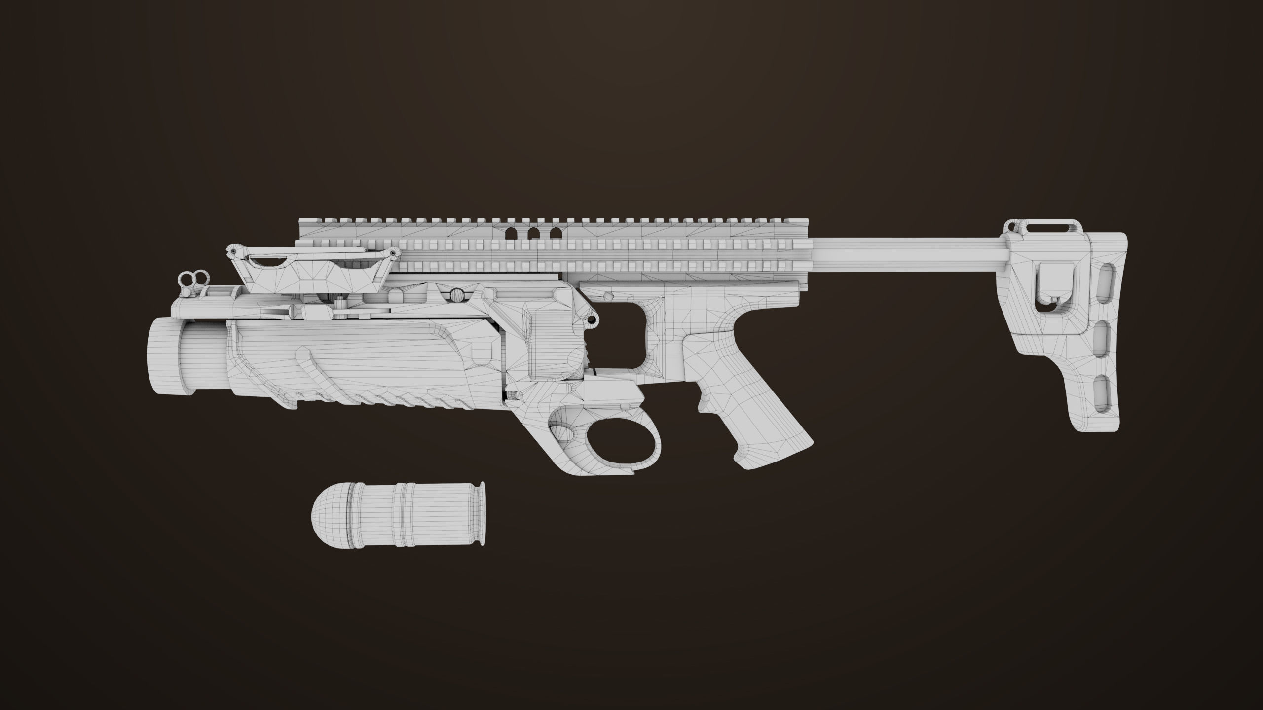 Grenade Launcher 05 Black All PBR Unity UE Textures Low-poly 3D model_33