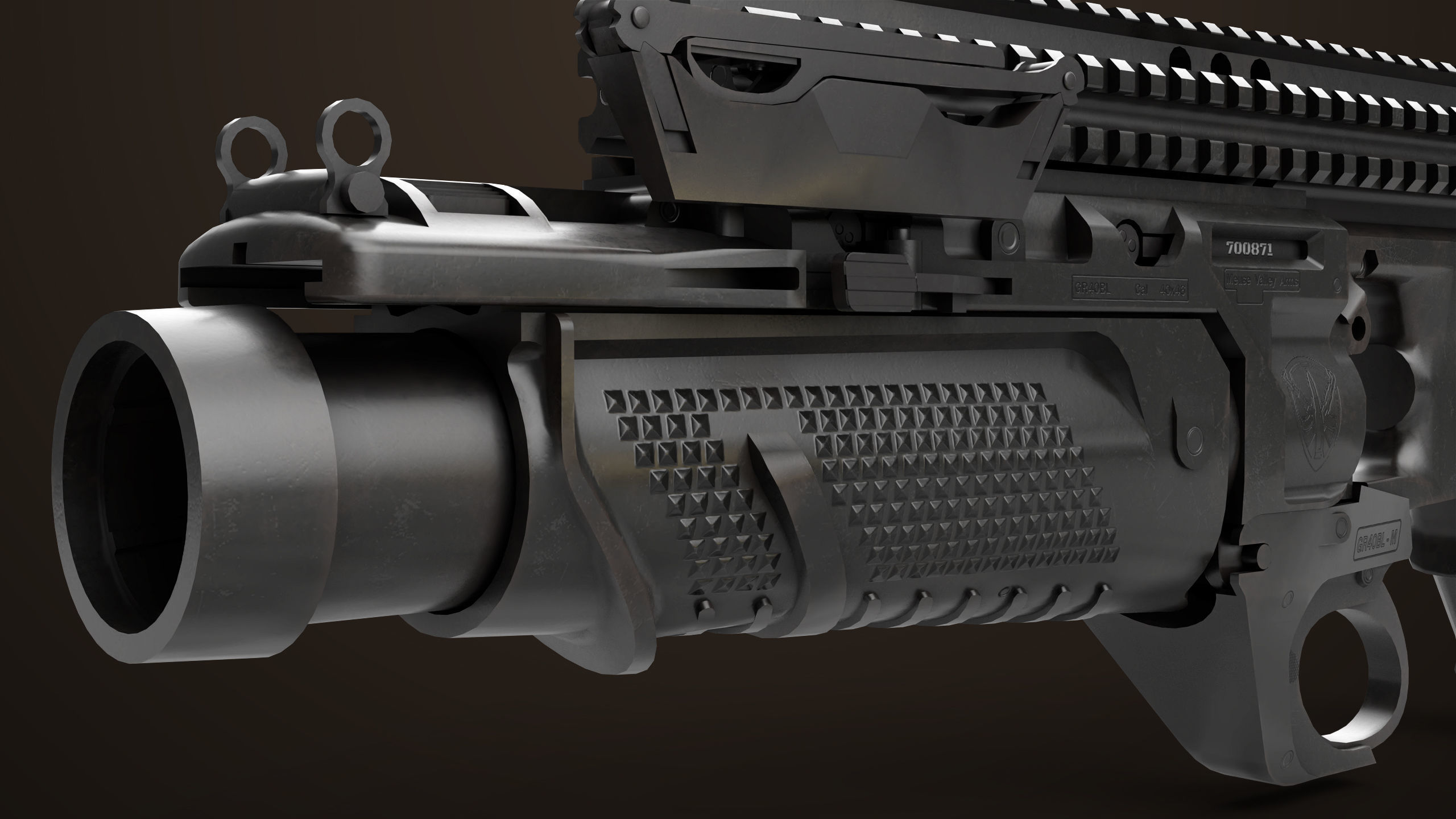 Grenade Launcher 05 Black All PBR Unity UE Textures Low-poly 3D model_18