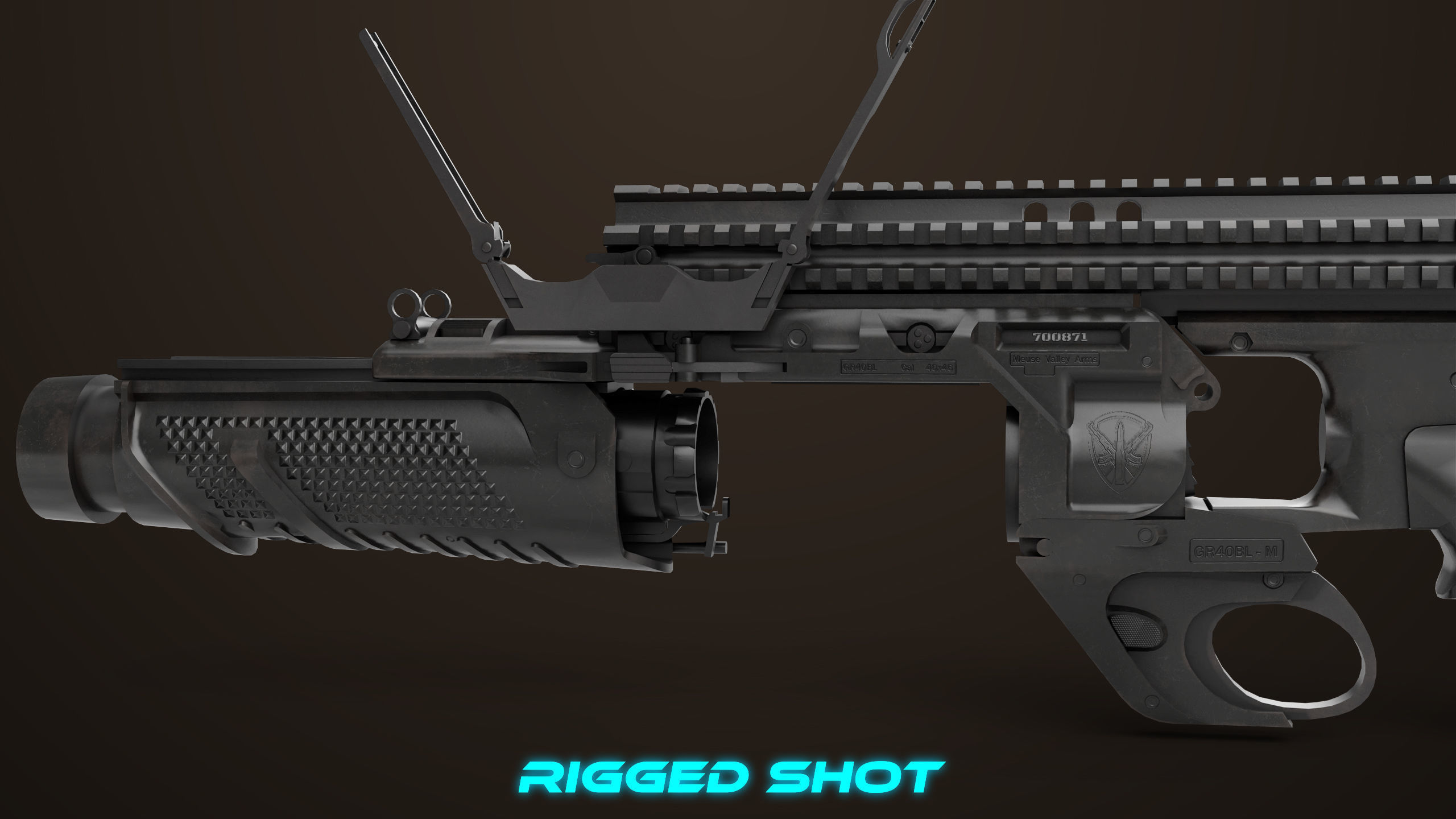 Grenade Launcher 05 Black All PBR Unity UE Textures Low-poly 3D model_32