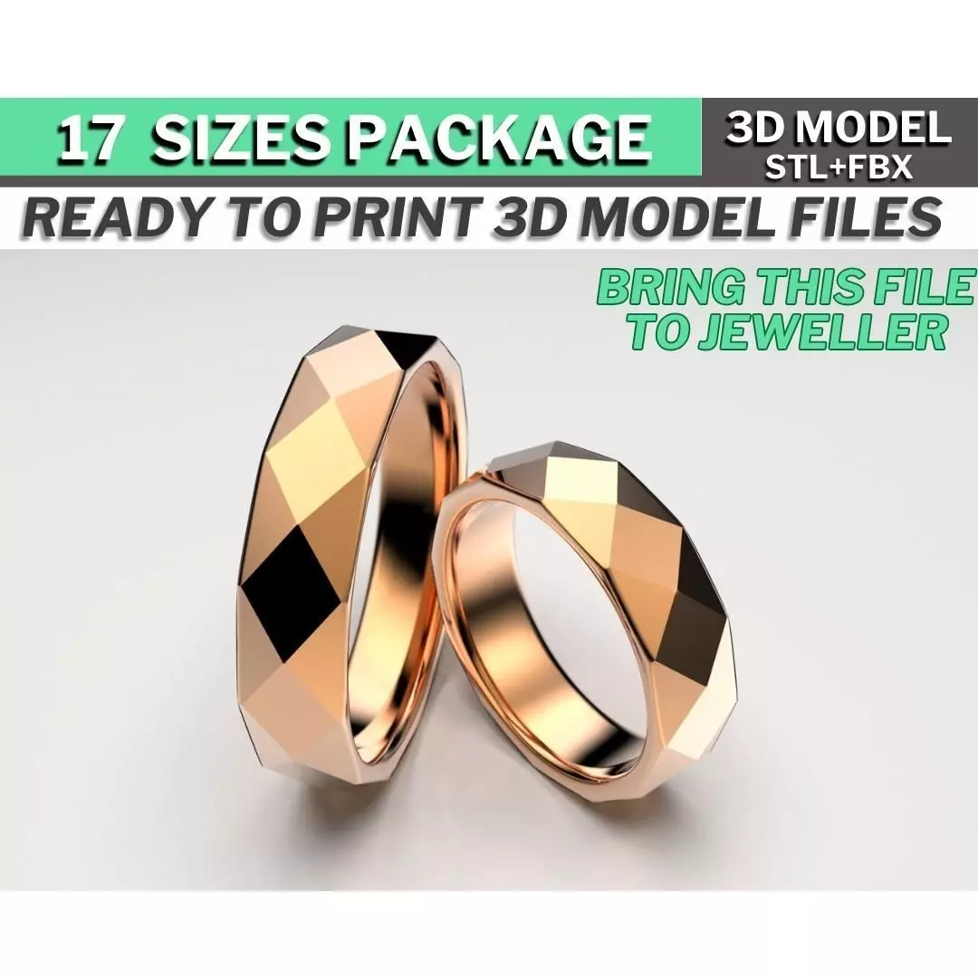 Wedding rings - wedding bands - 3d printable models 3D print model