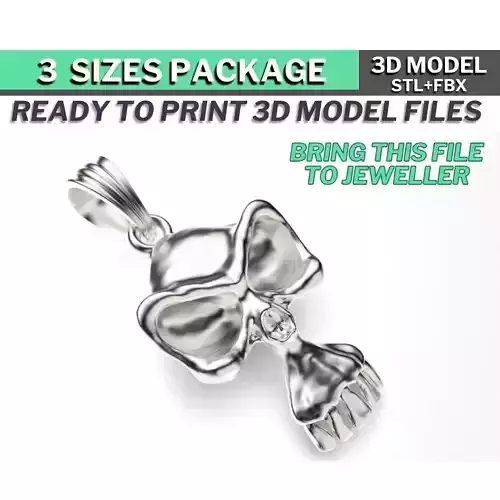 SKULL funny pendant 3d printable jewelry model 3 sizes