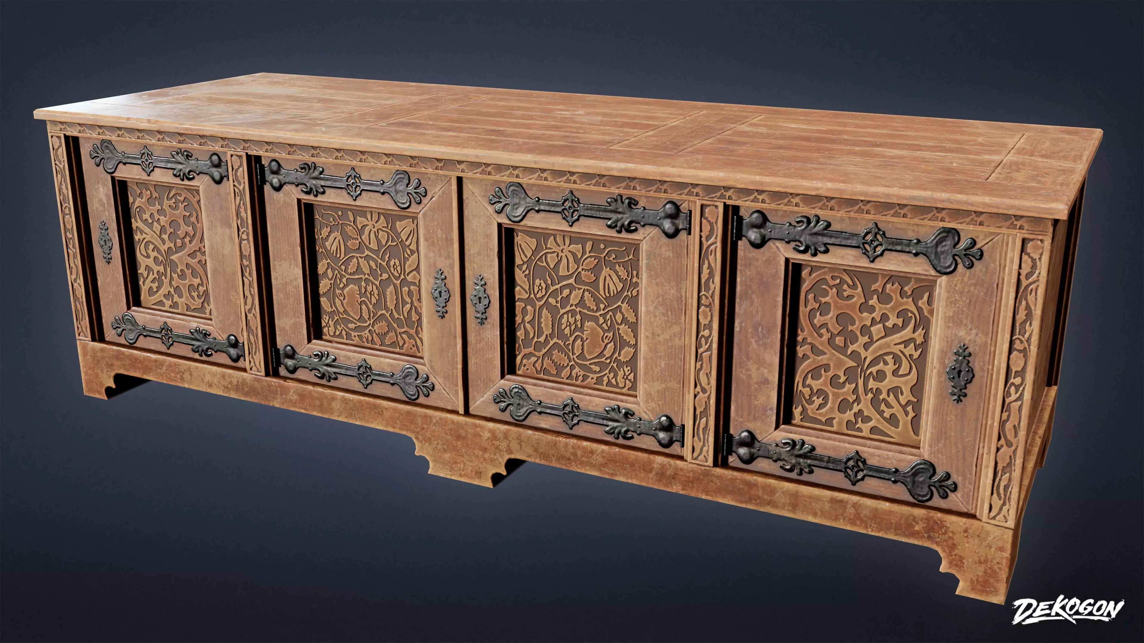 MEDIEVAL - Dresser 01 - LOW POLY Low-poly 3D model_0