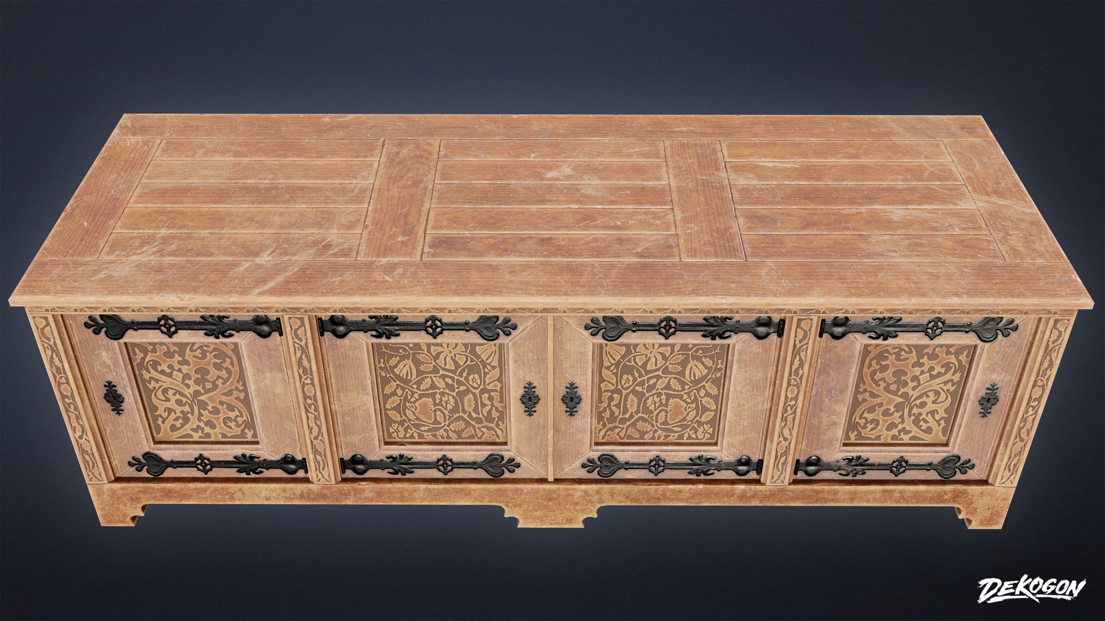 MEDIEVAL - Dresser 01 - LOW POLY Low-poly 3D model_5