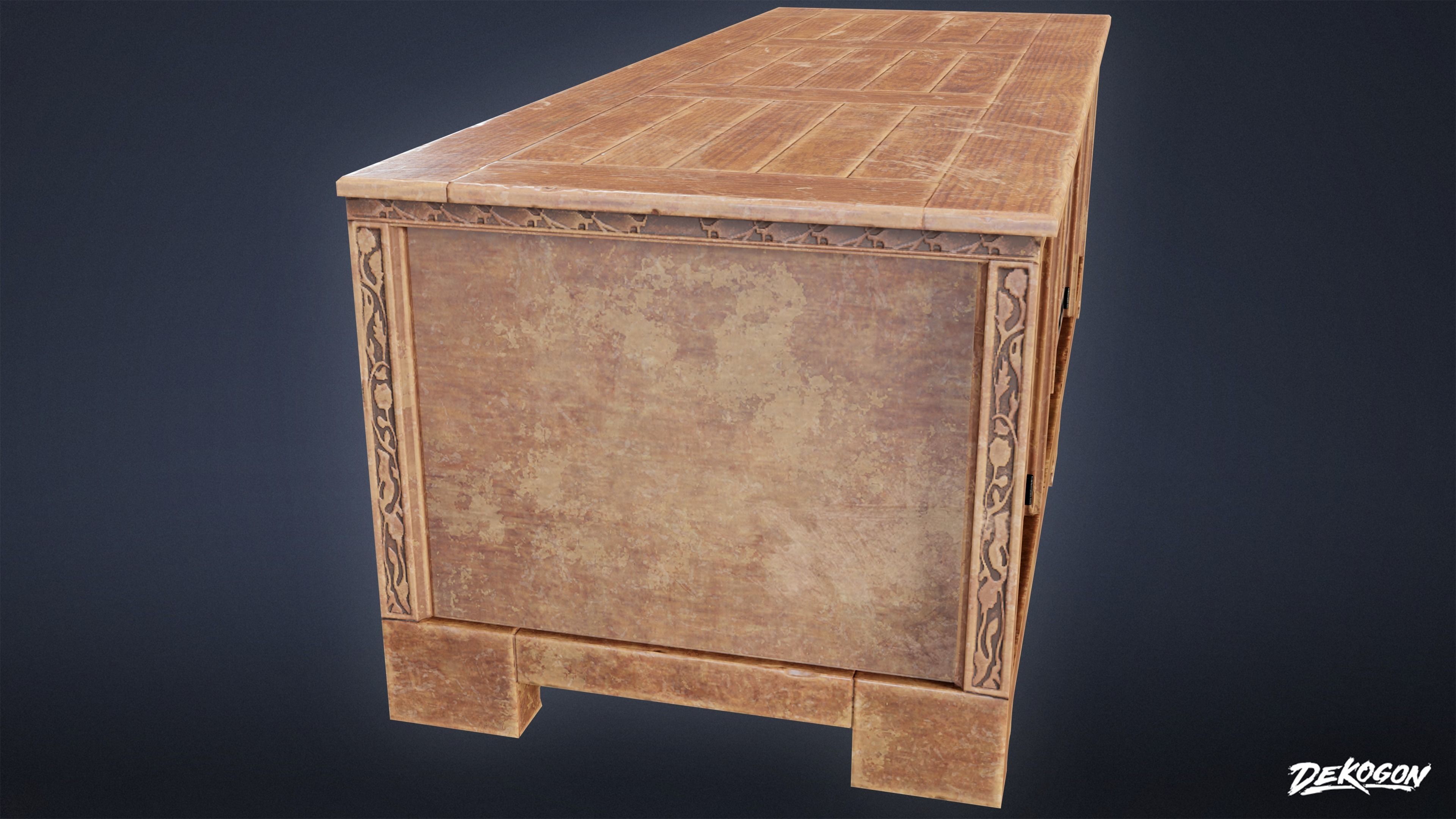 MEDIEVAL - Dresser 01 - LOW POLY Low-poly 3D model_2