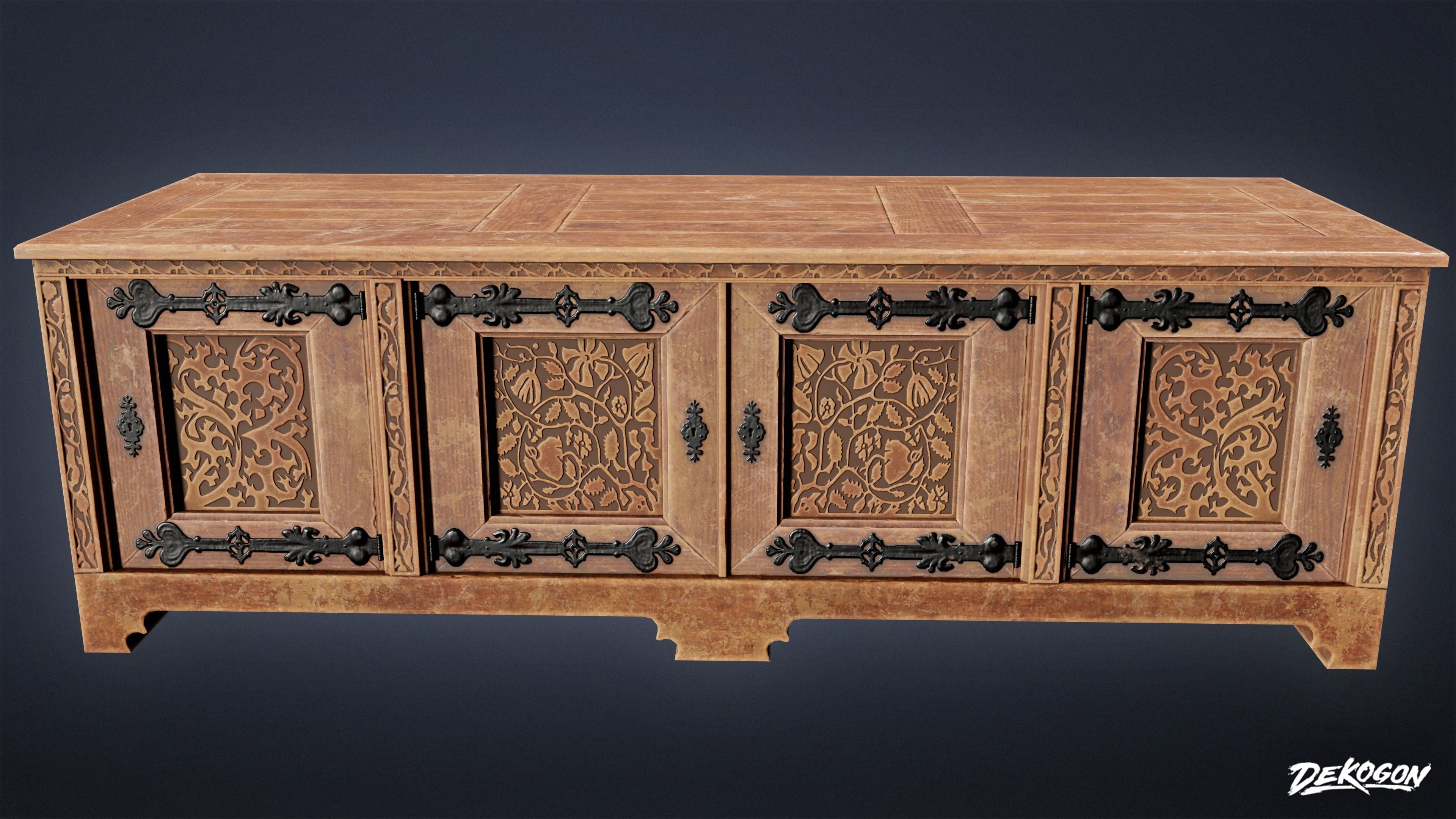 MEDIEVAL - Dresser 01 - LOW POLY Low-poly 3D model_1