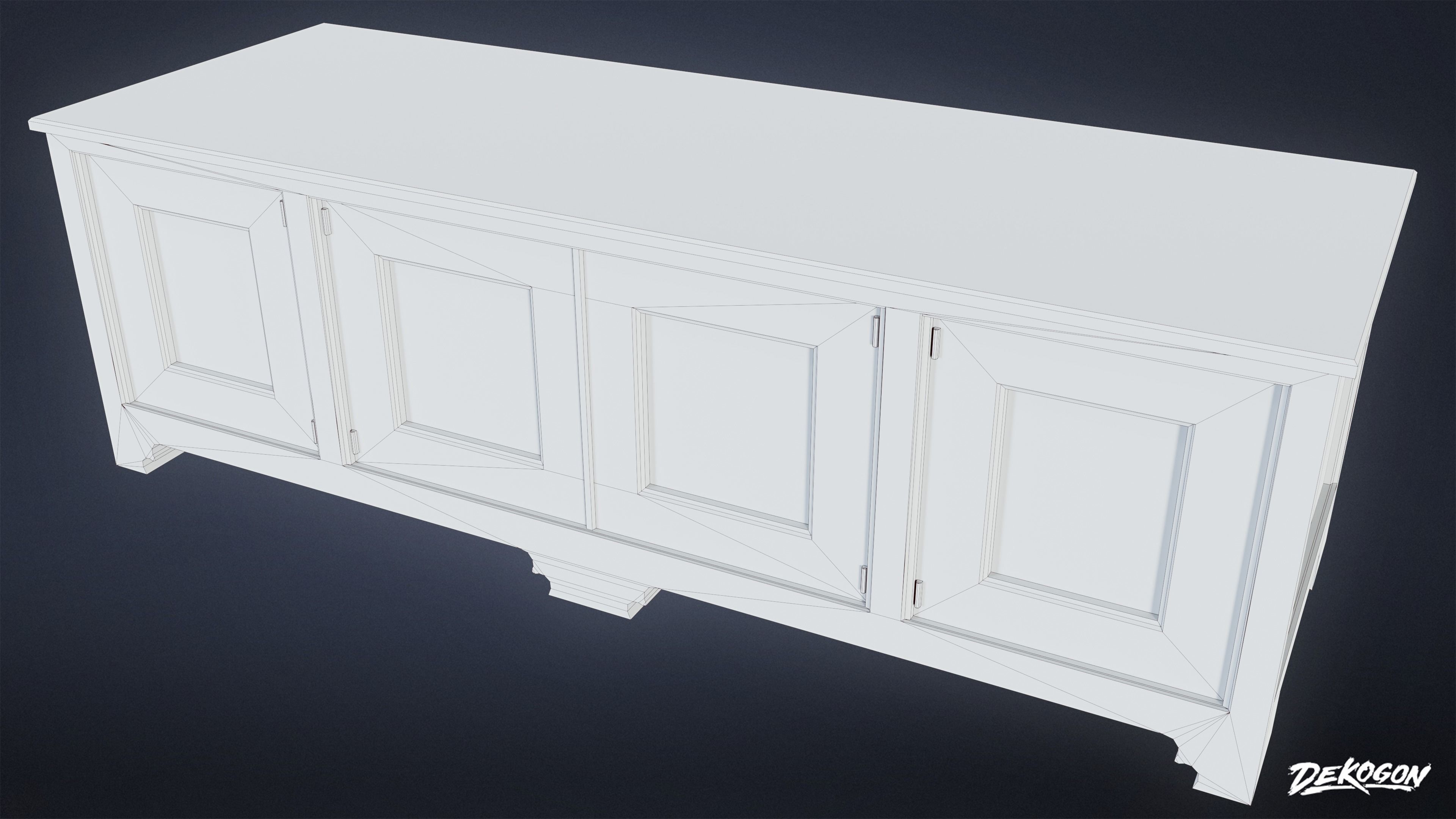 MEDIEVAL - Dresser 01 - LOW POLY Low-poly 3D model_7