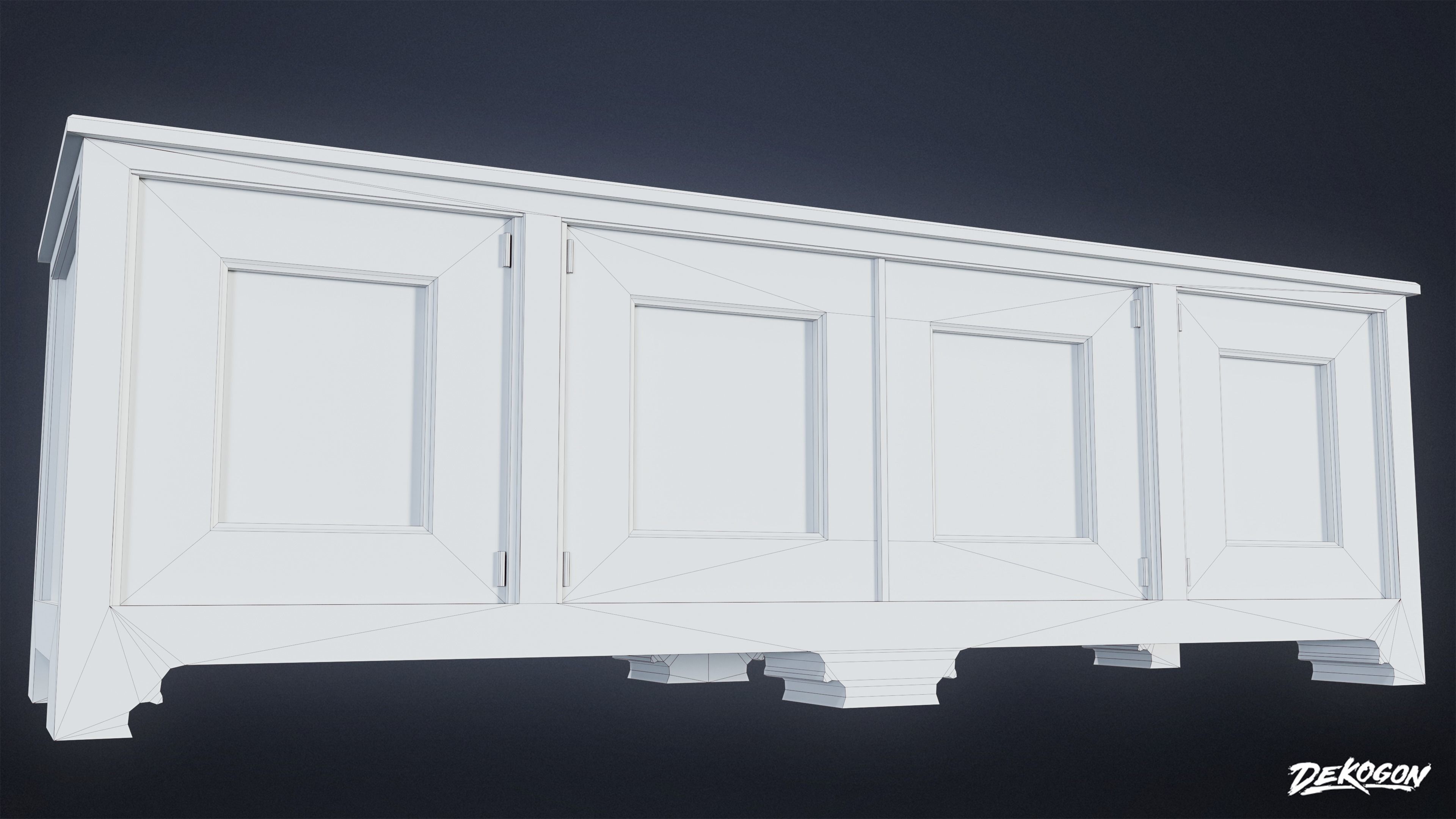 MEDIEVAL - Dresser 01 - LOW POLY Low-poly 3D model_8