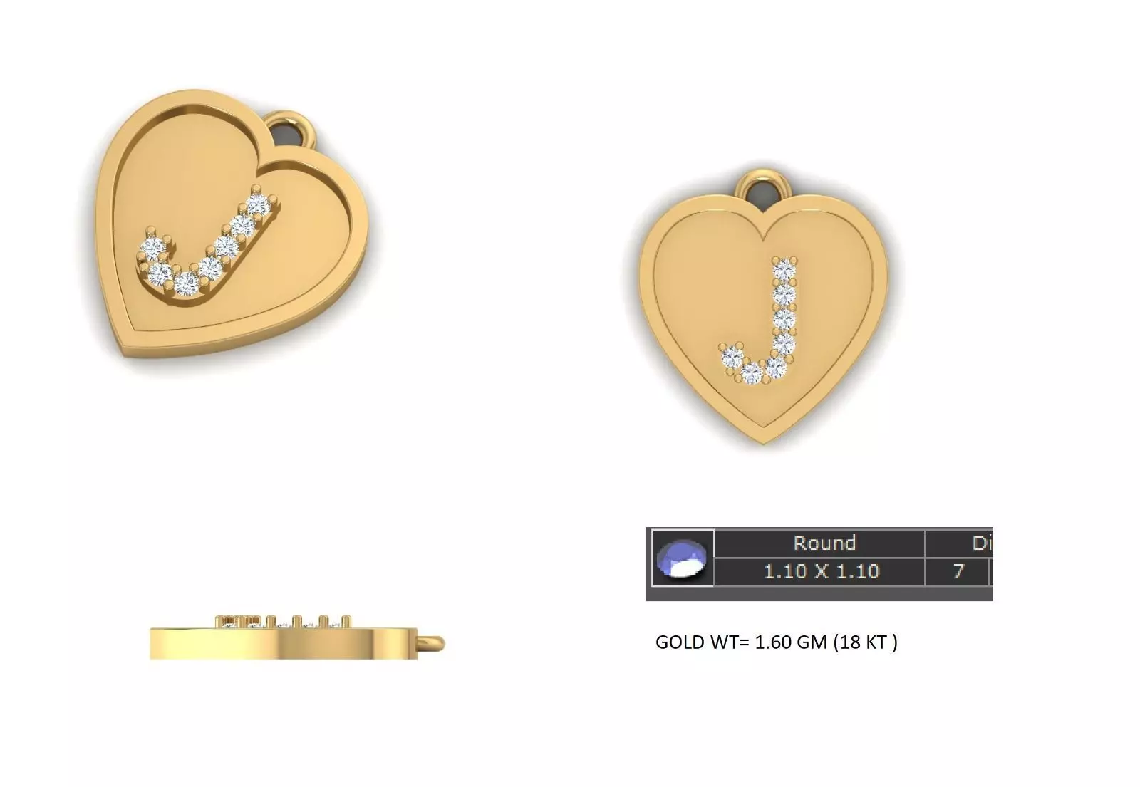 J Letter Glossy Pendant 3D model 3D print model