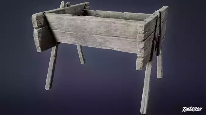 MEDIEVAL - Feeding Trough 01 - LOW POLY