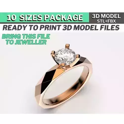 Engagement ring with rhombus set of 10 sizes